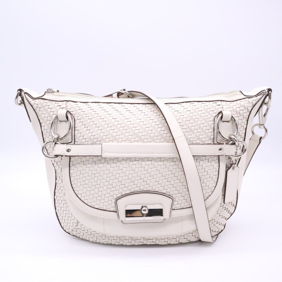 Coach Silver White Leather Handbag Shoulder Bag (Pre-Owned)