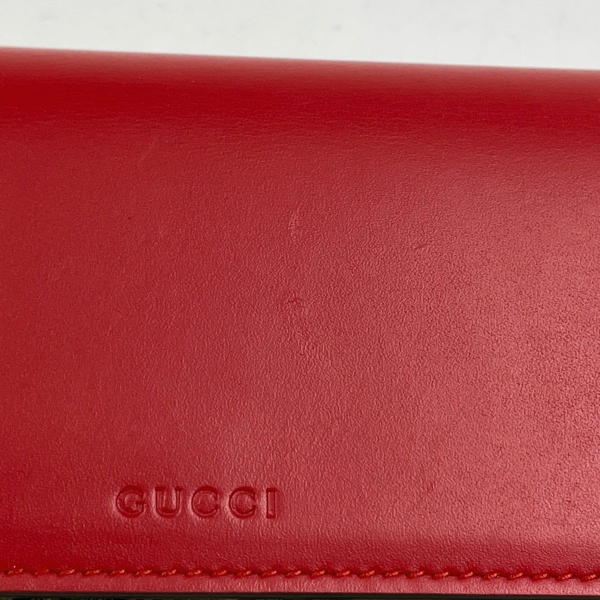 Gucci Beige Red Color Coated Canvas Leather Long Wallet (Bi-Fold) (Pre-Owned)