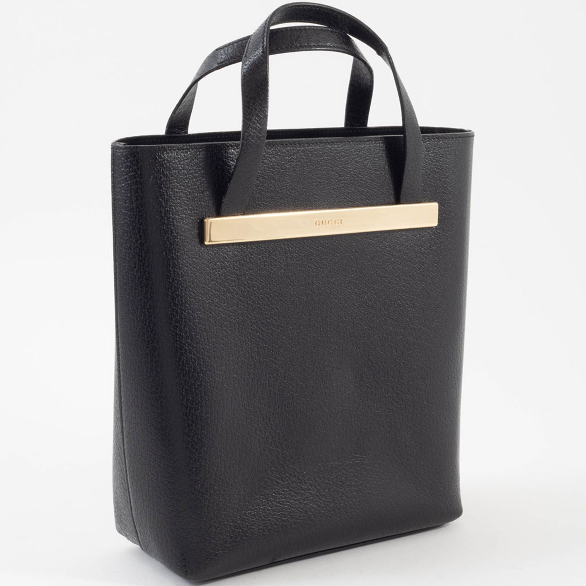 Gucci Black Leather Handbag Tote Bag (Pre-Owned)