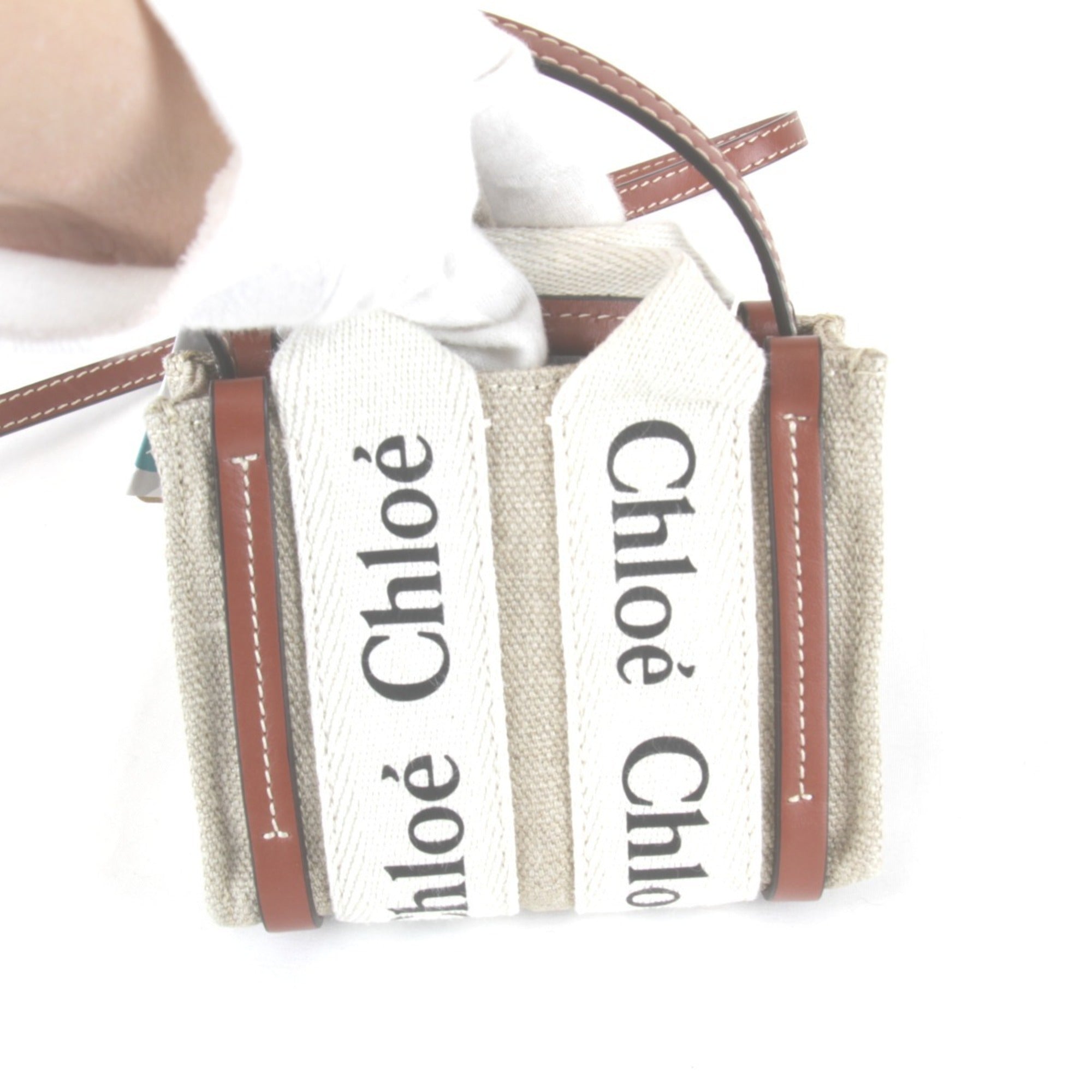 Chloé Beige Linen Cotton Leather Tote Bag (Pre-Owned)