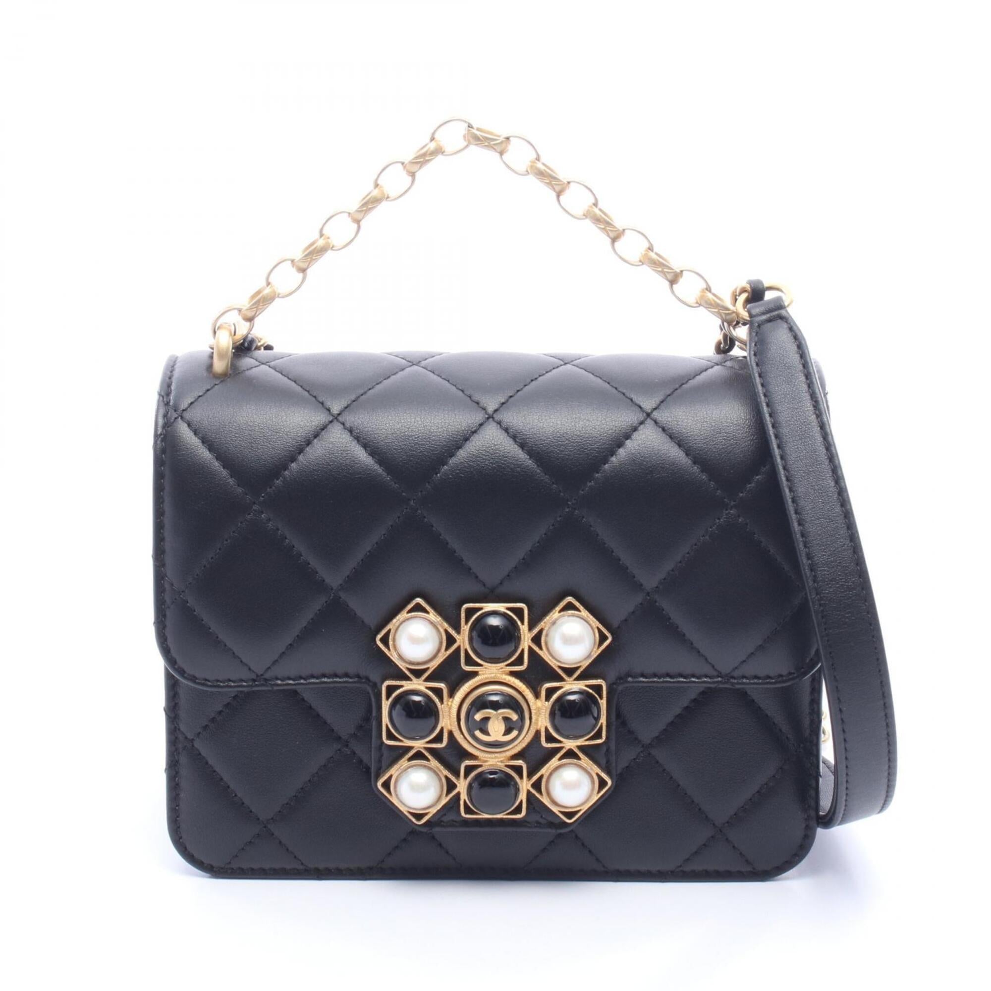 Chanel Black Leather Handbag Shoulder Bag (Pre-Owned)