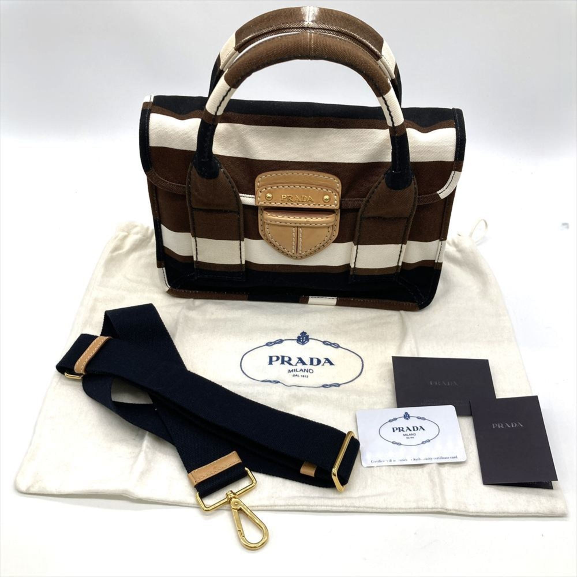 Prada Brown Multi-Color Canvas Handbag (Pre-Owned)