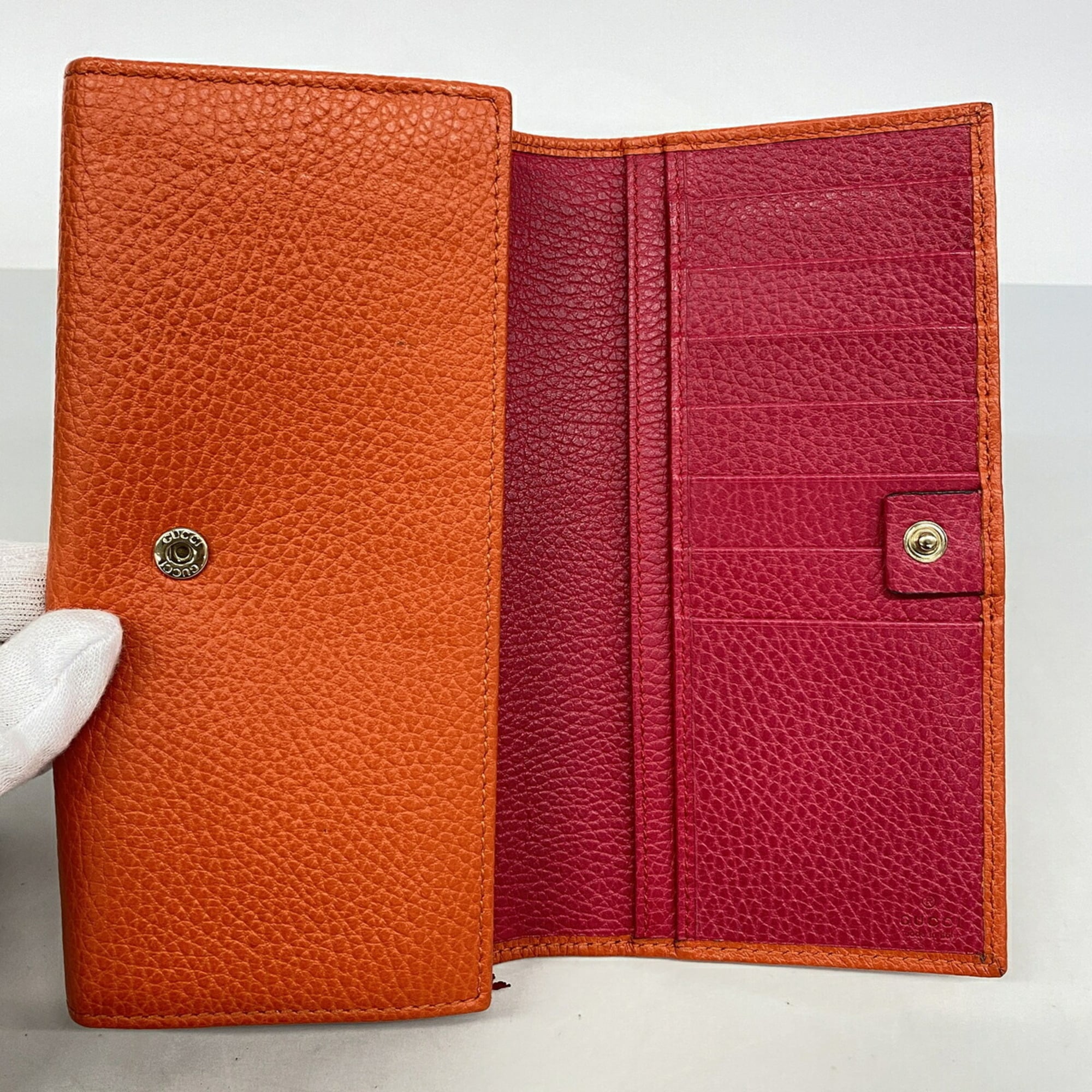 Gucci Orange Leather Long Wallet (Bi-Fold) (Pre-Owned)