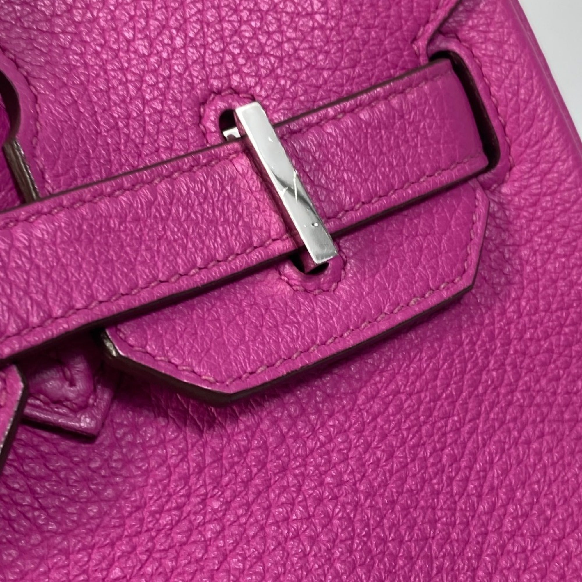 Hermes Birkin Pink Taurillon Clemence Leather Handbag Tote Bag (Pre-Owned)
