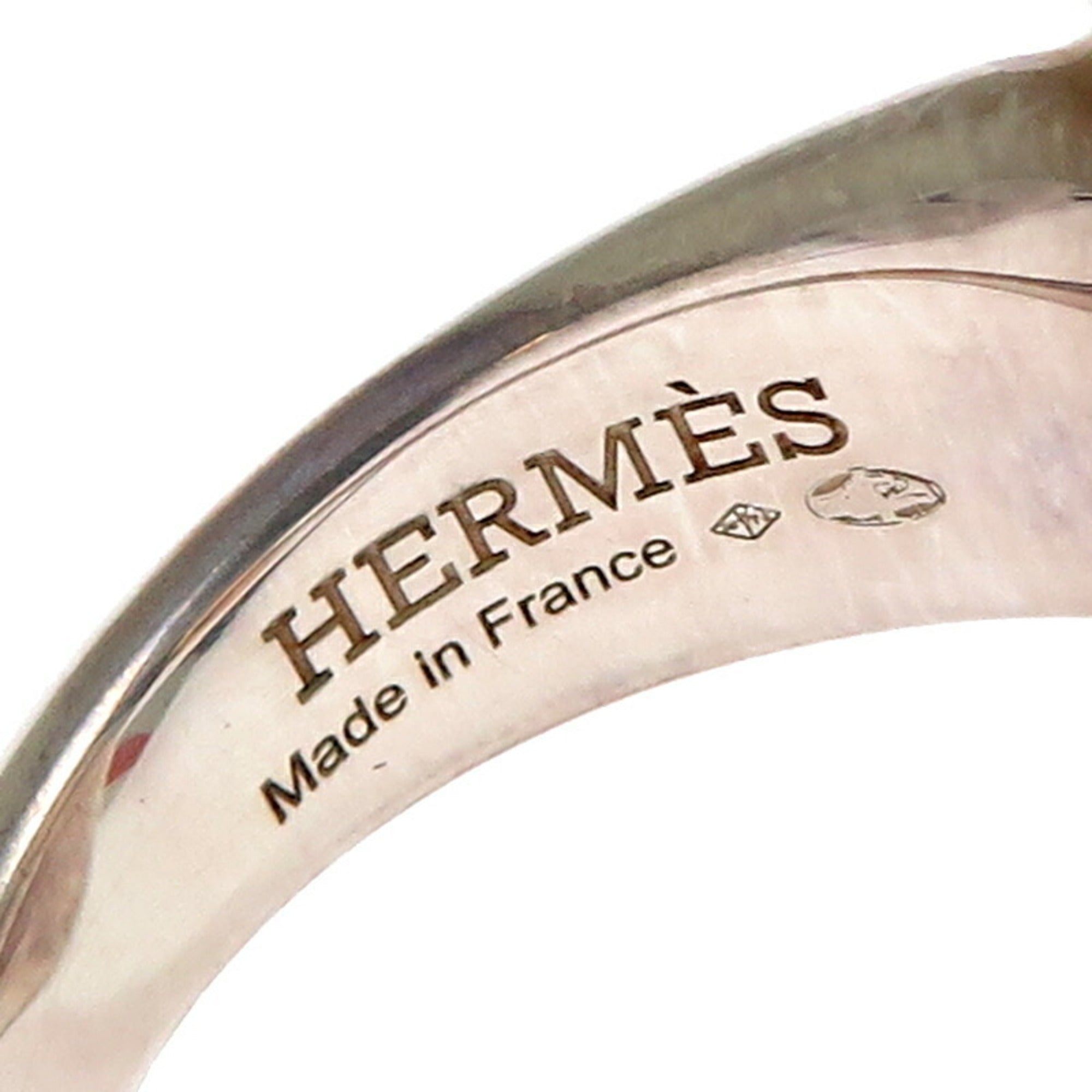 Hermes Silver Pink Gold Band Ring (Pre-Owned)