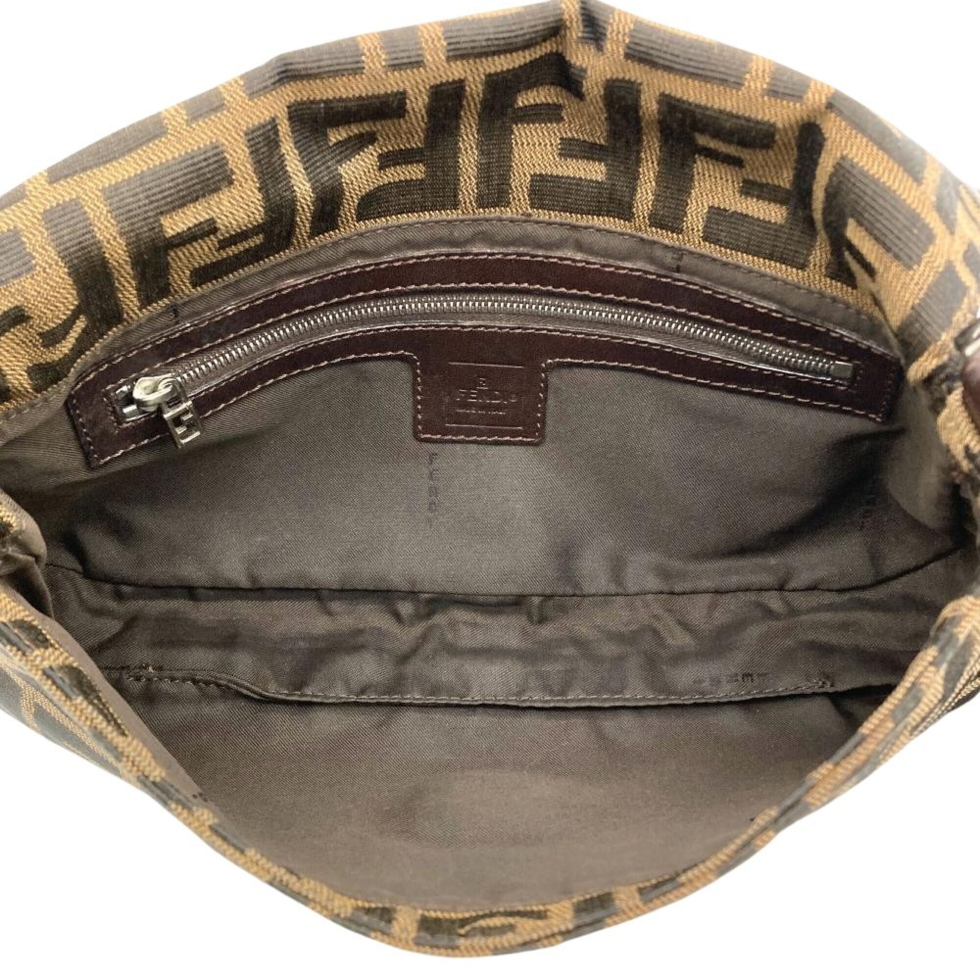 Fendi Zucca Brown Jacquard Leather Shoulder Bag (Pre-Owned)