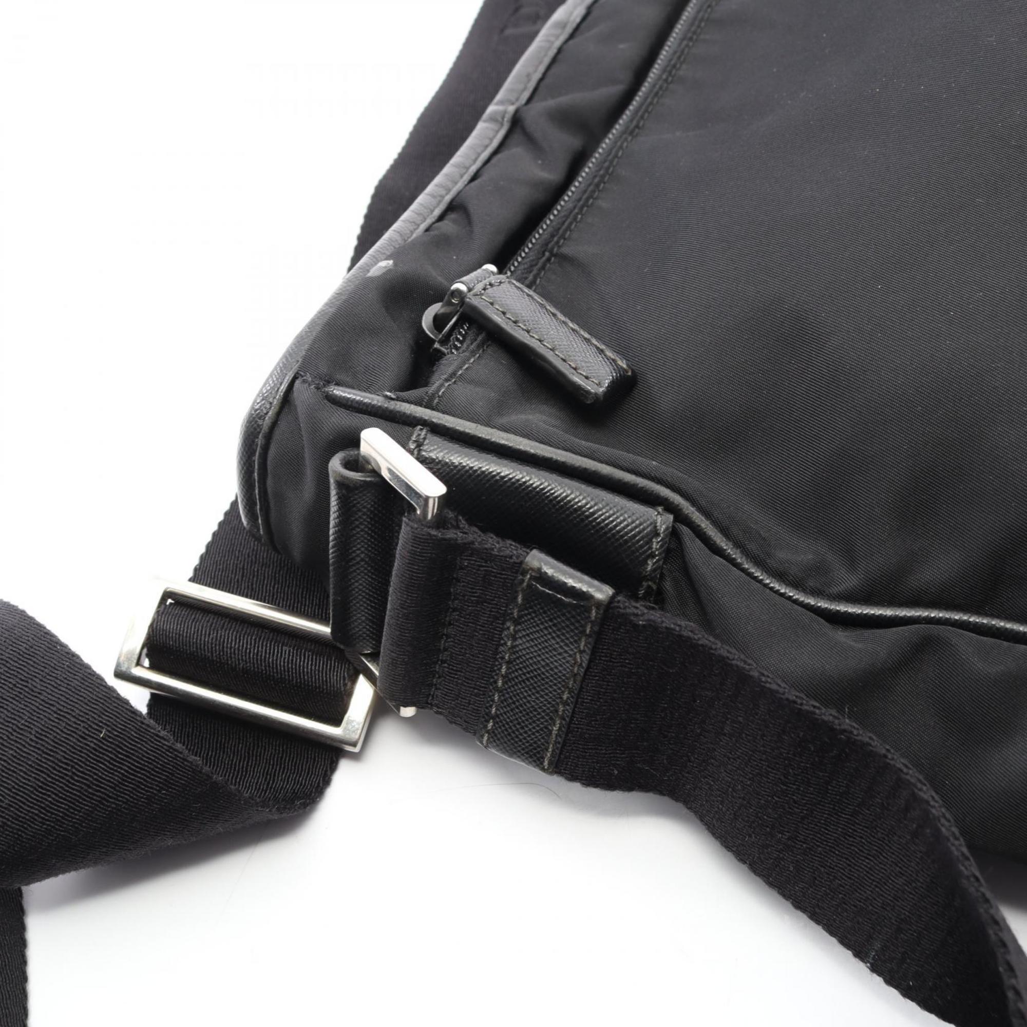 Prada Black Nylon Saffiano Triangle Shoulder Bag (Pre-Owned)