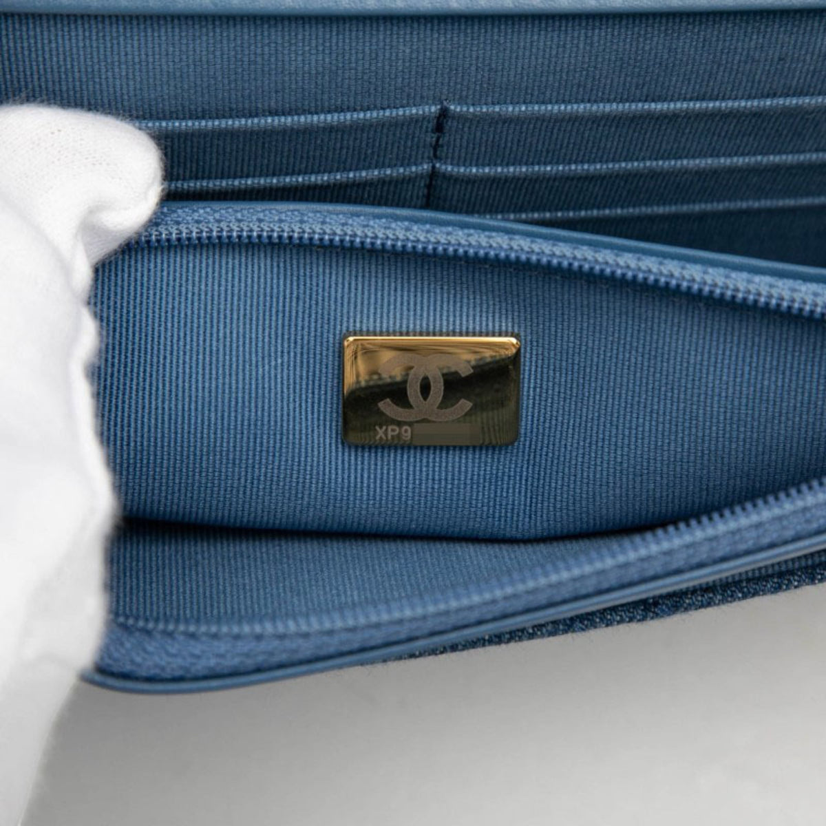 Chanel Matelasse Blue Silver Denim Leather Shoulder Bag (Pre-Owned)