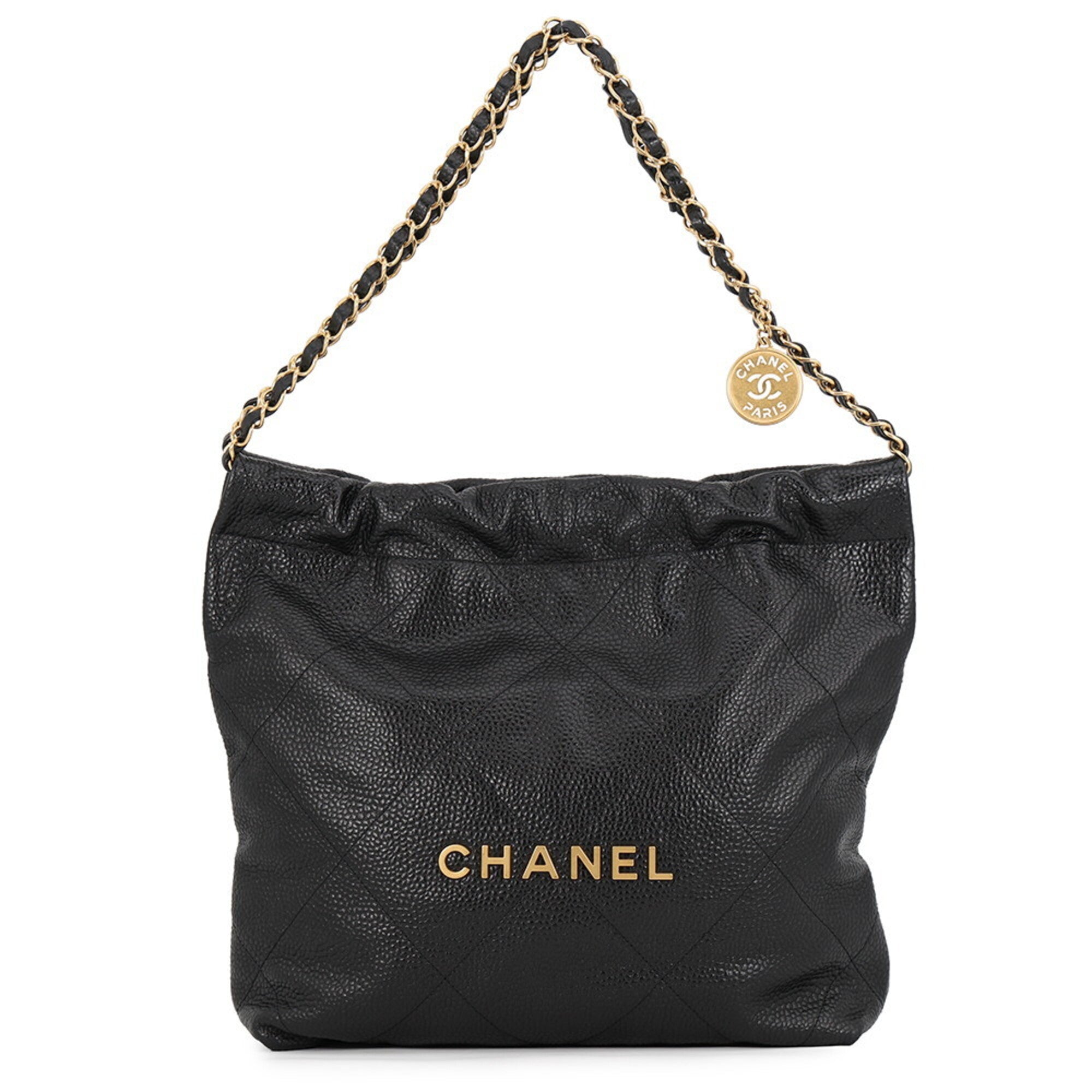 Chanel Matelasse Black Grained Calfskin Handbag (Pre-Owned)