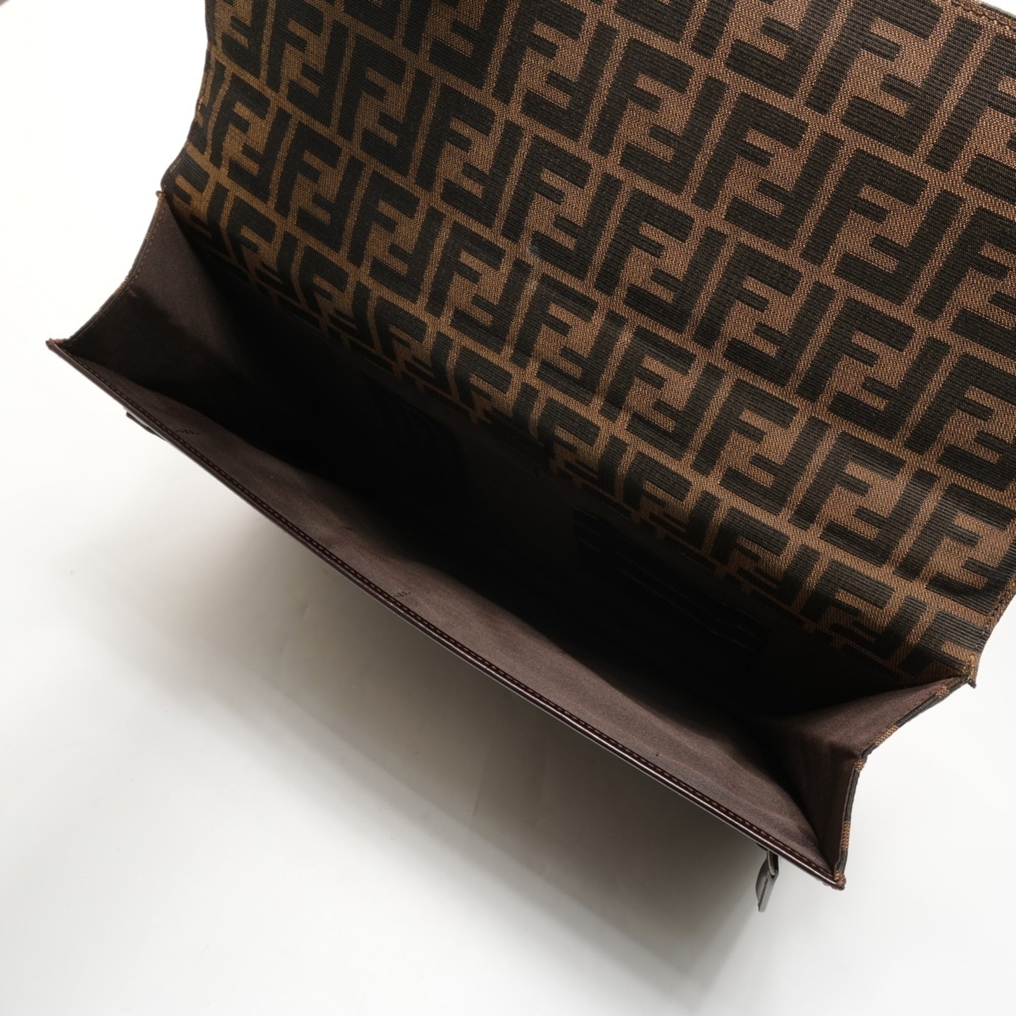 Fendi Brown Canvas Briefcase Handbag (Pre-Owned)