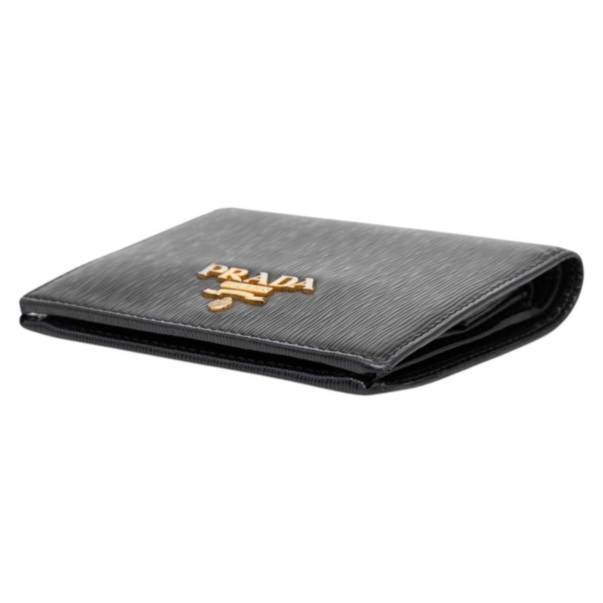 Prada Black Saffiano Triangle Leather Wallet (Bi-Fold) (Pre-Owned)
