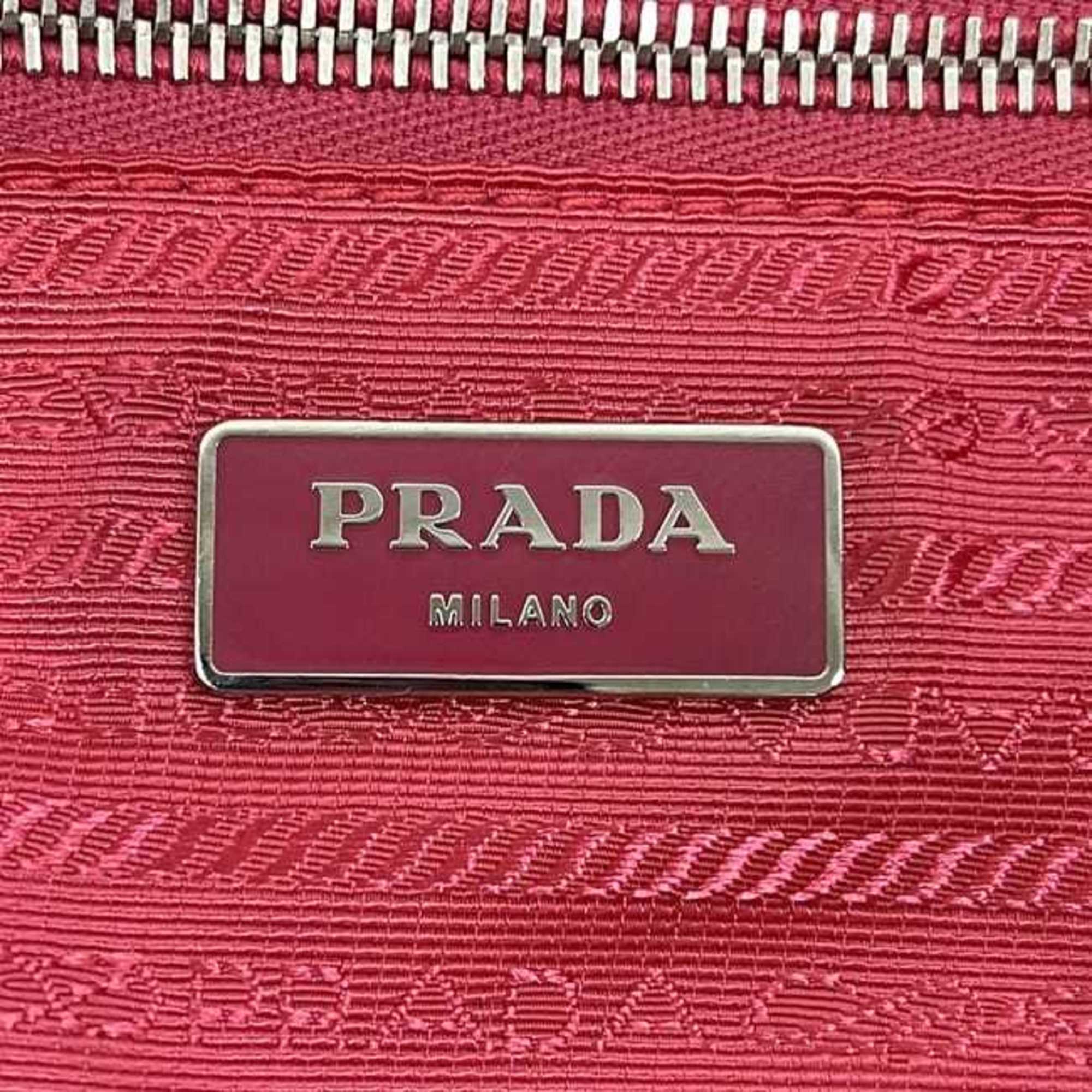 Prada Pink Nylon Saffiano Triangle Leather Tote Bag (Pre-Owned)