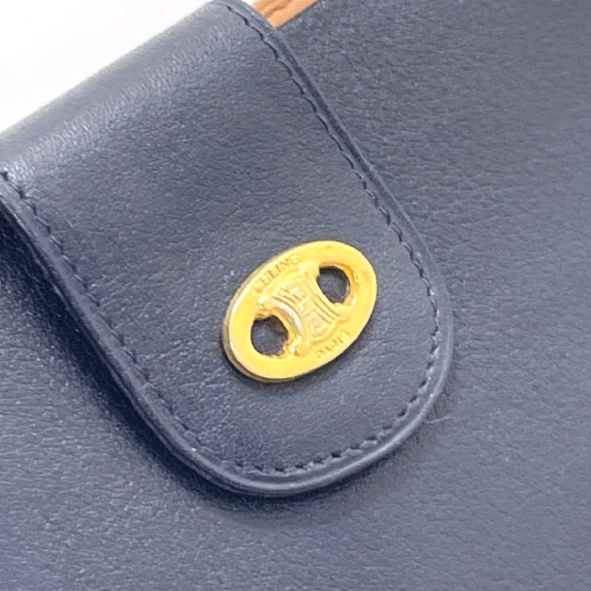 Celine Brown Navy Leather Long Wallet (Bi-Fold) (Pre-Owned)
