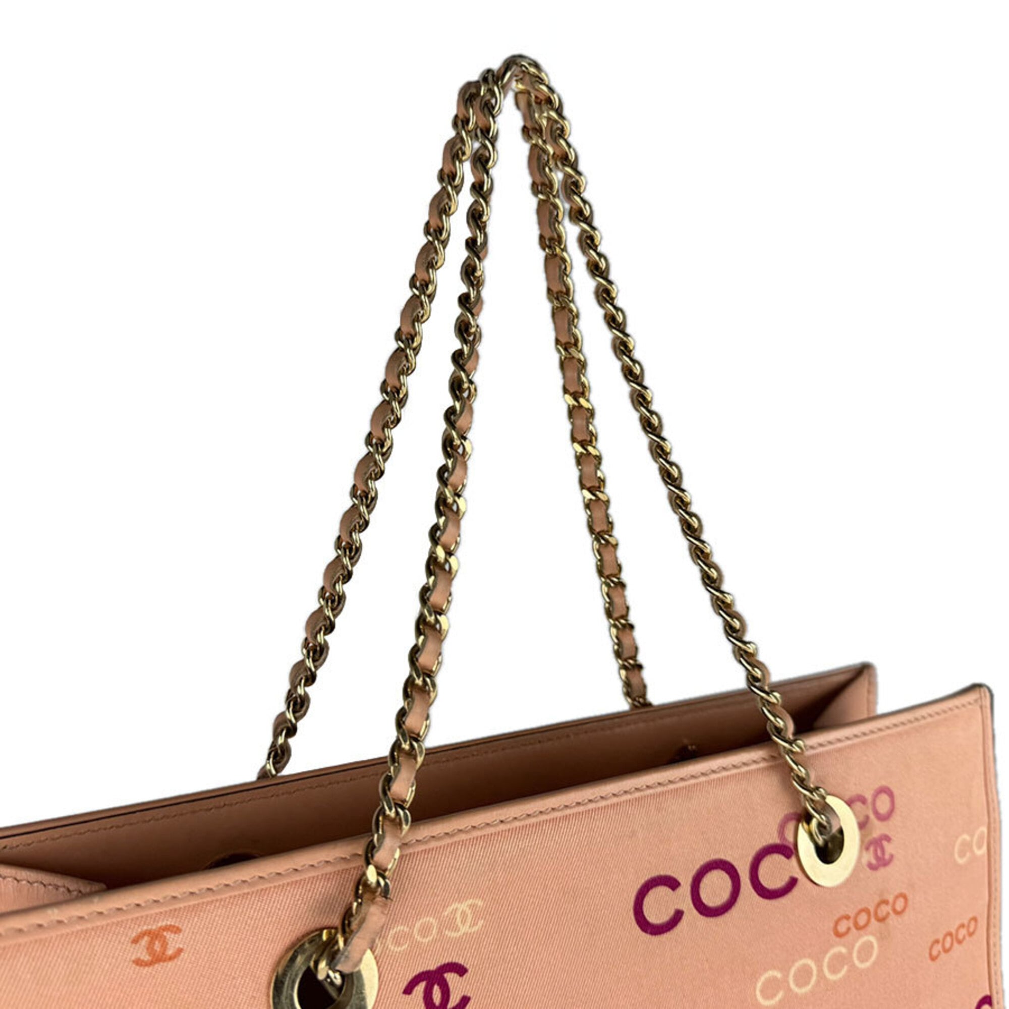 Chanel Pink Orange Canvas Handbag (Pre-Owned)