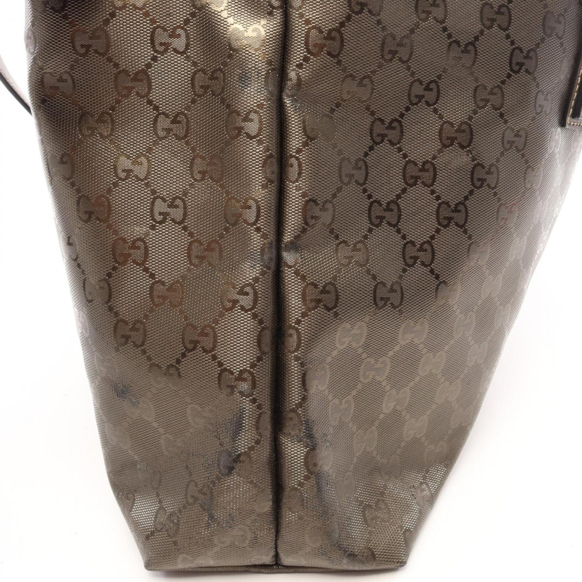 Gucci Gg Imprimé Brown Coated Canvas Leather Handbag Tote Bag (Pre-Owned)