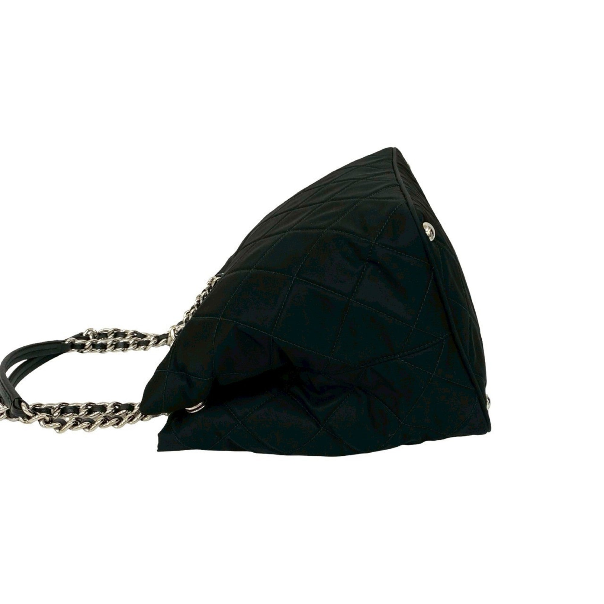 Prada Black Nylon Leather Shoulder Bag Tote Bag (Pre-Owned)