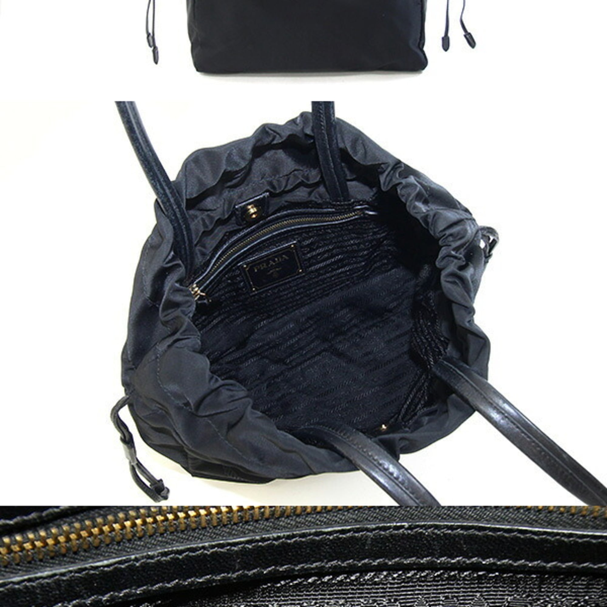 Prada Black Nero Leather Nylon Tote Bag (Pre-Owned)