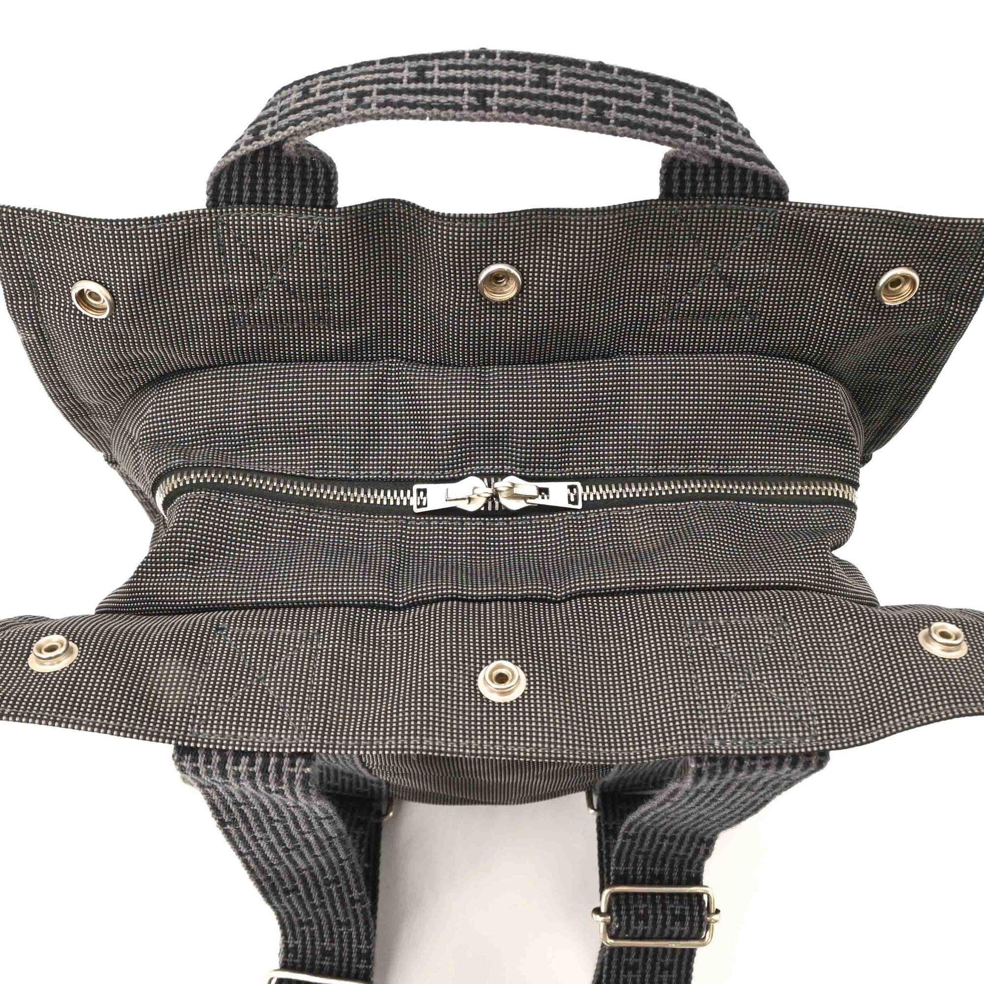 Hermes Her Line Gray Nylon Canvas Backpack (Pre-Owned)
