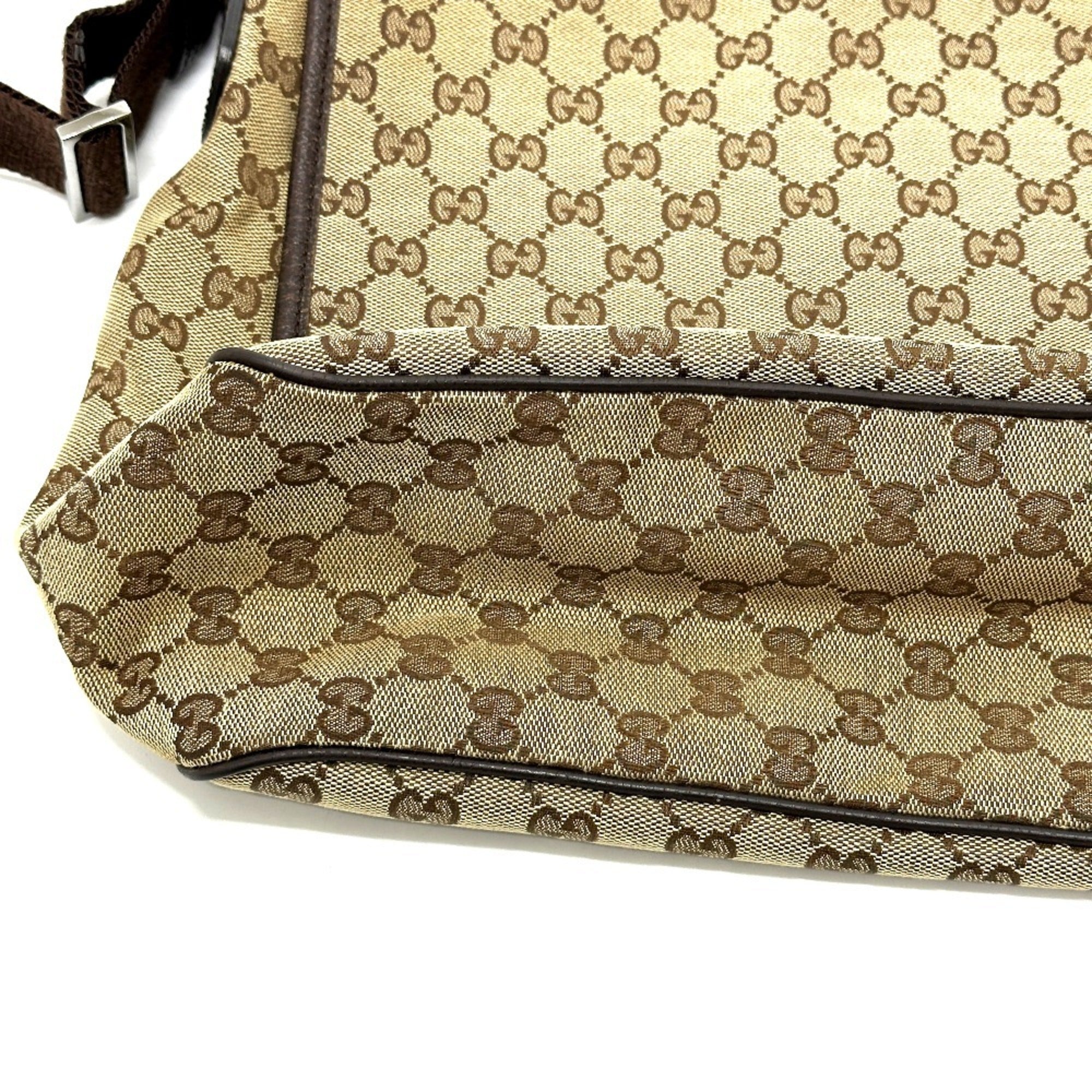 Gucci Gg Canvas Beige Gg Canvas Leather Handbag Shoulder Bag (Pre-Owned)