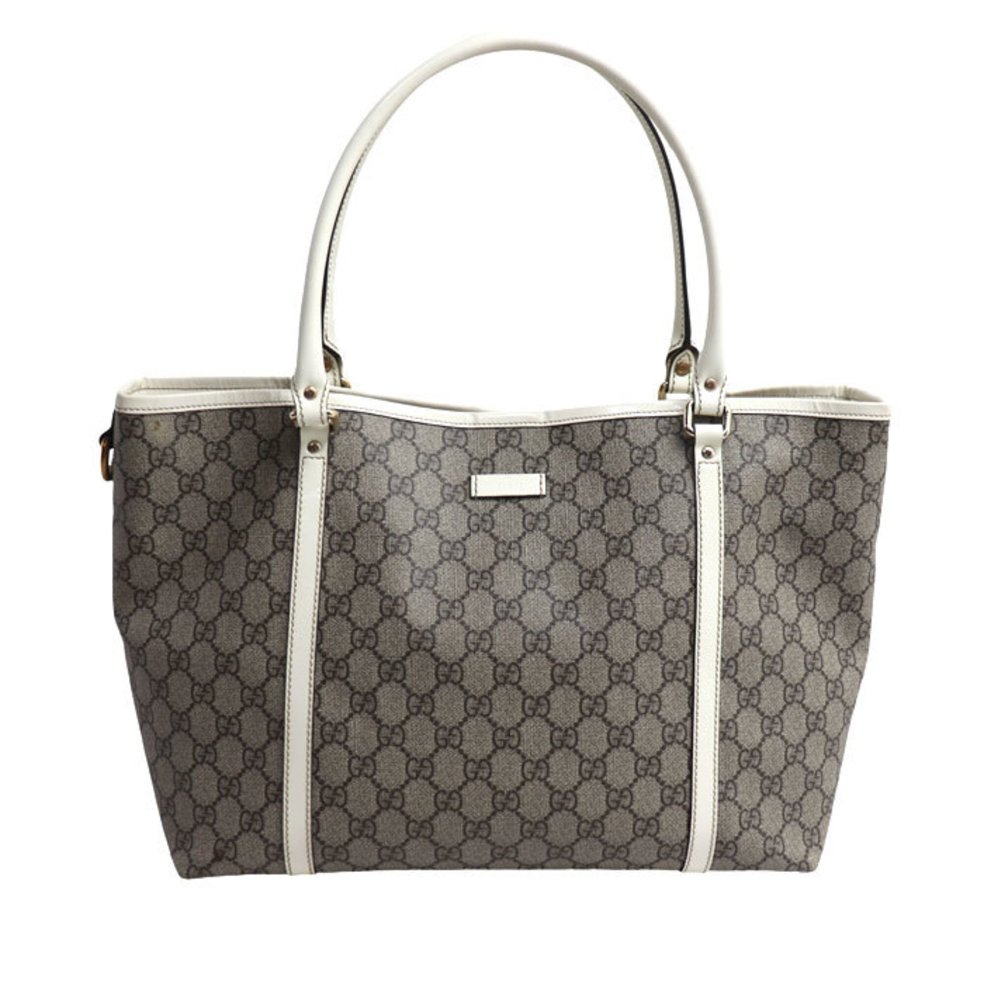 Gucci Beige White Gg Supreme Tote Bag (Pre-Owned)