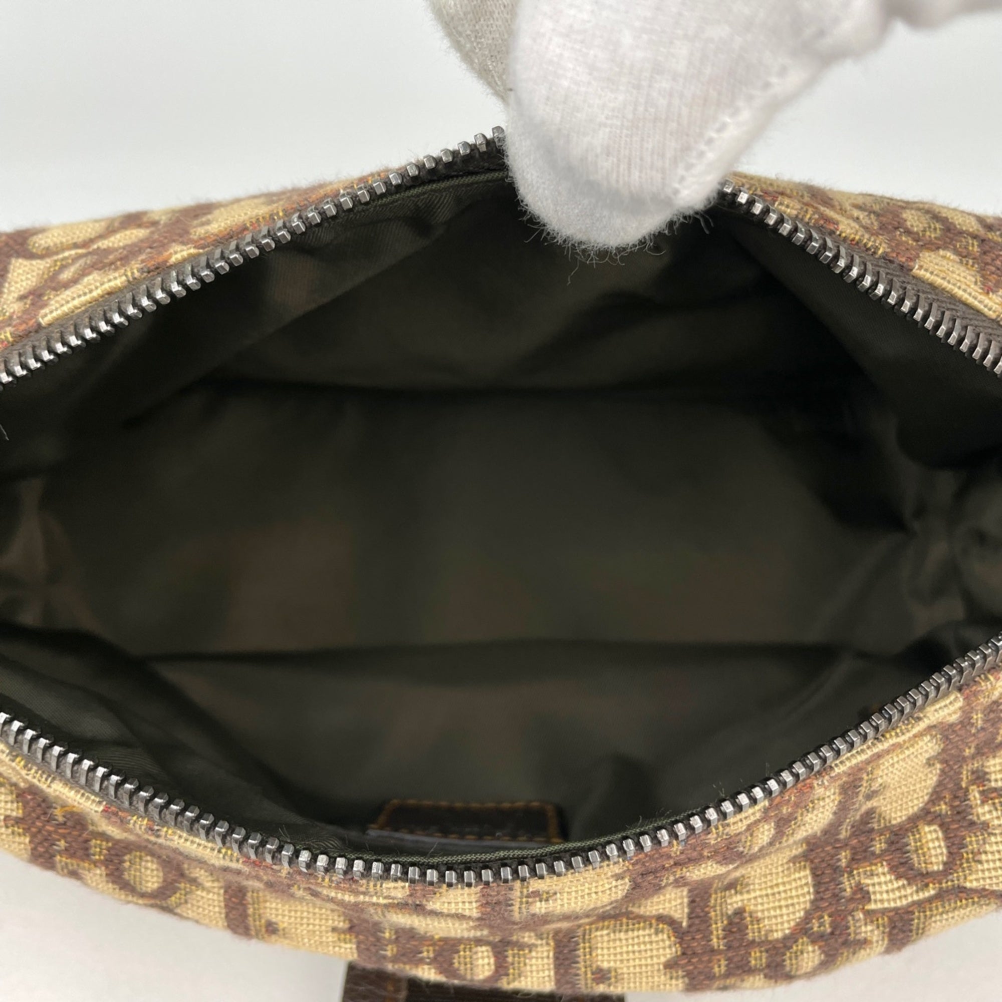 Christian Dior Brown Canvas Leather Shoulder Bag (Pre-Owned)
