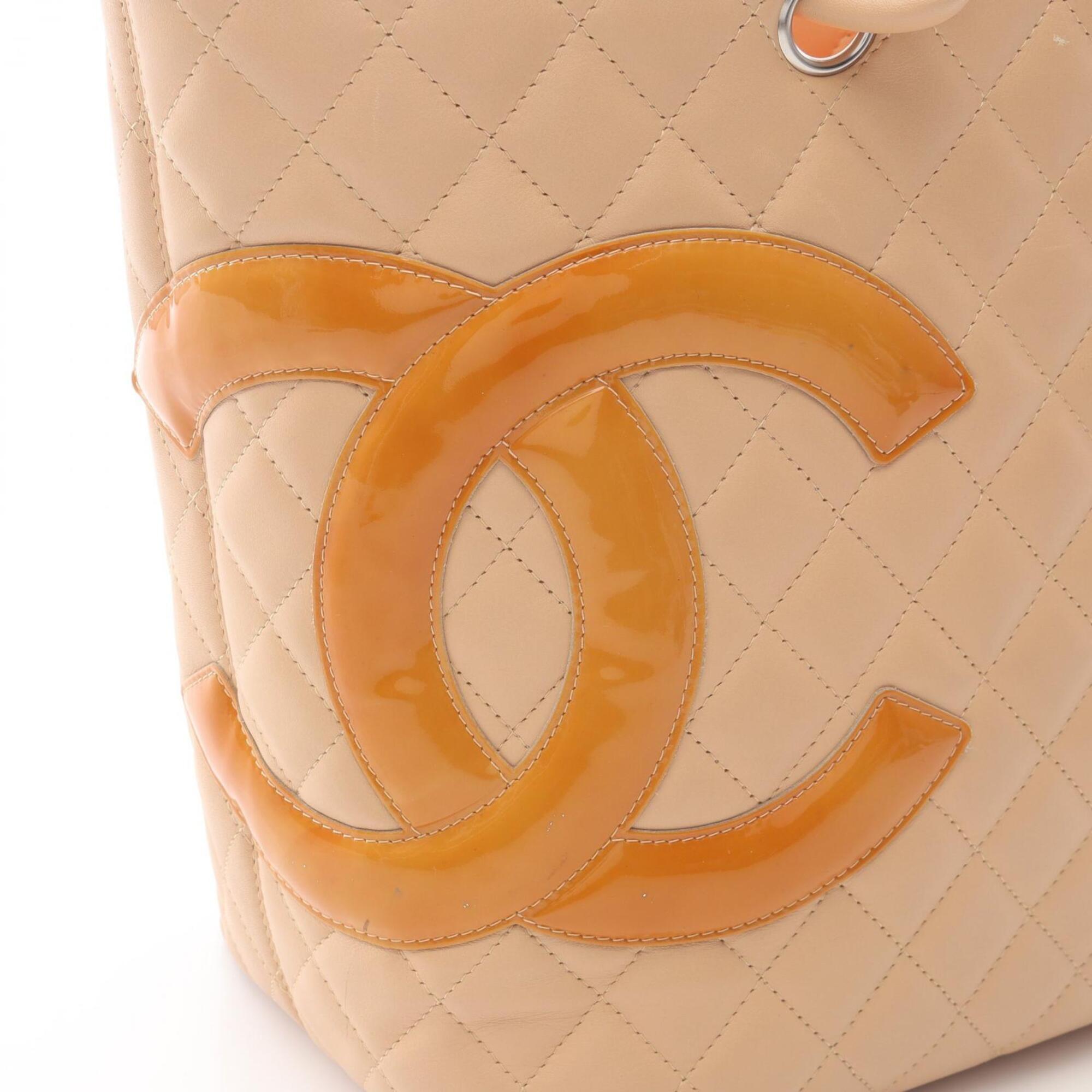 Chanel Beige Yellow Leather Handbag Tote Bag (Pre-Owned)
