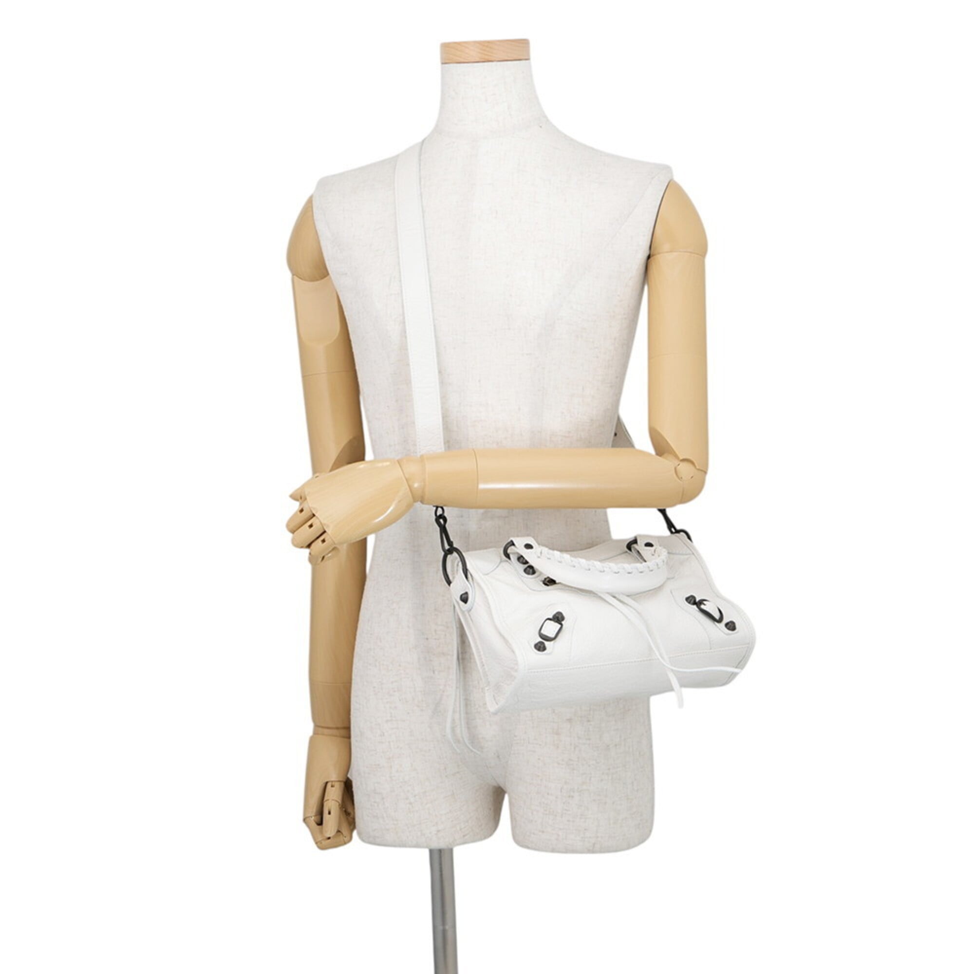 Balenciaga White Leather Handbag Shoulder Bag (Pre-Owned)