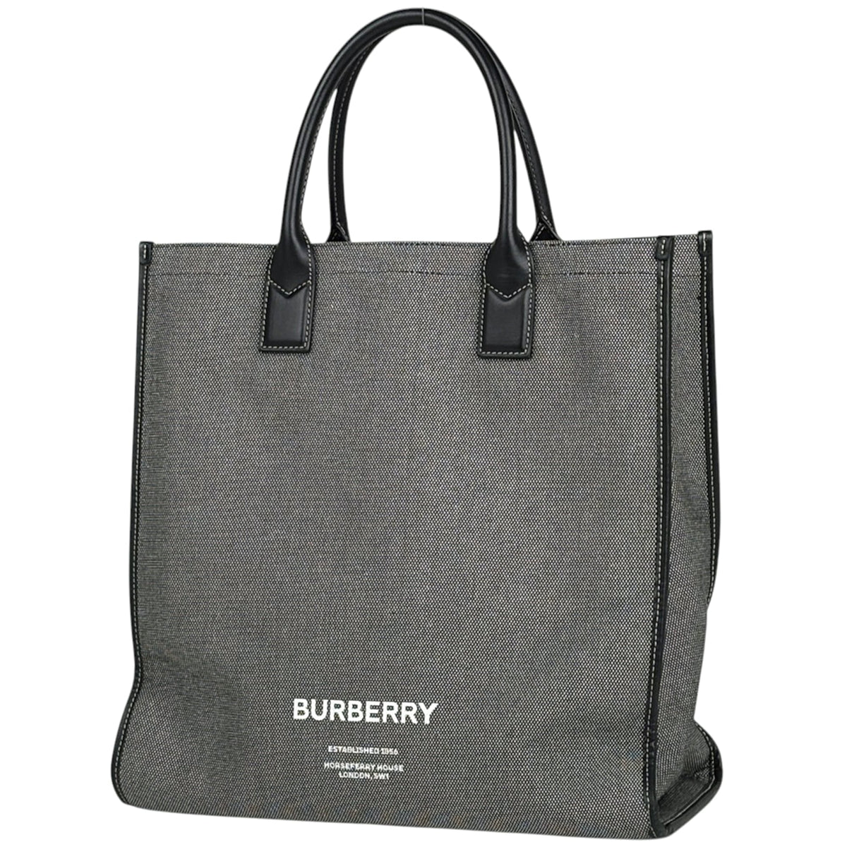 Burberry Black Canvas Leather Tote Bag (Pre-Owned)