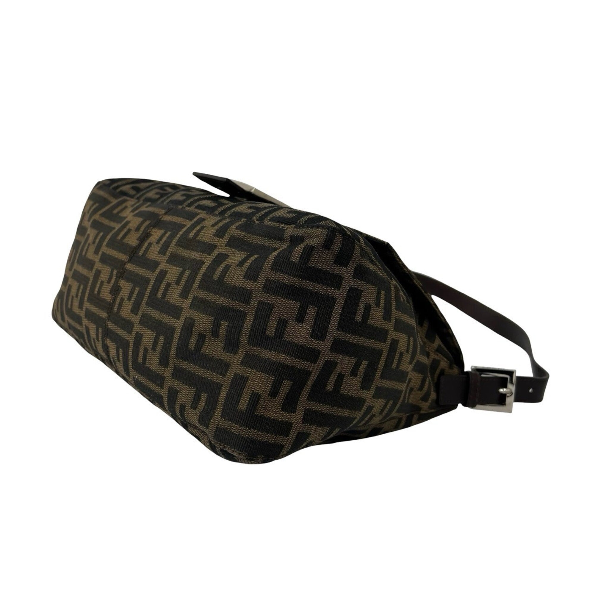 Fendi Black Brown Canvas Leather Shoulder Bag (Pre-Owned)