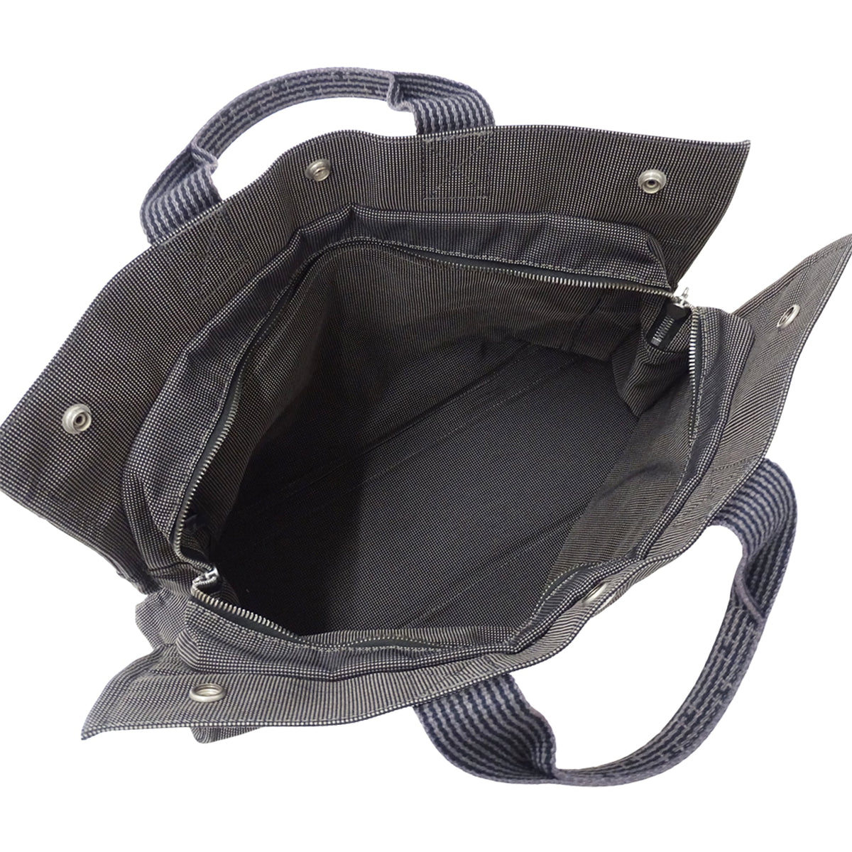 Hermes Black Canvas Handbag Tote Bag (Pre-Owned)