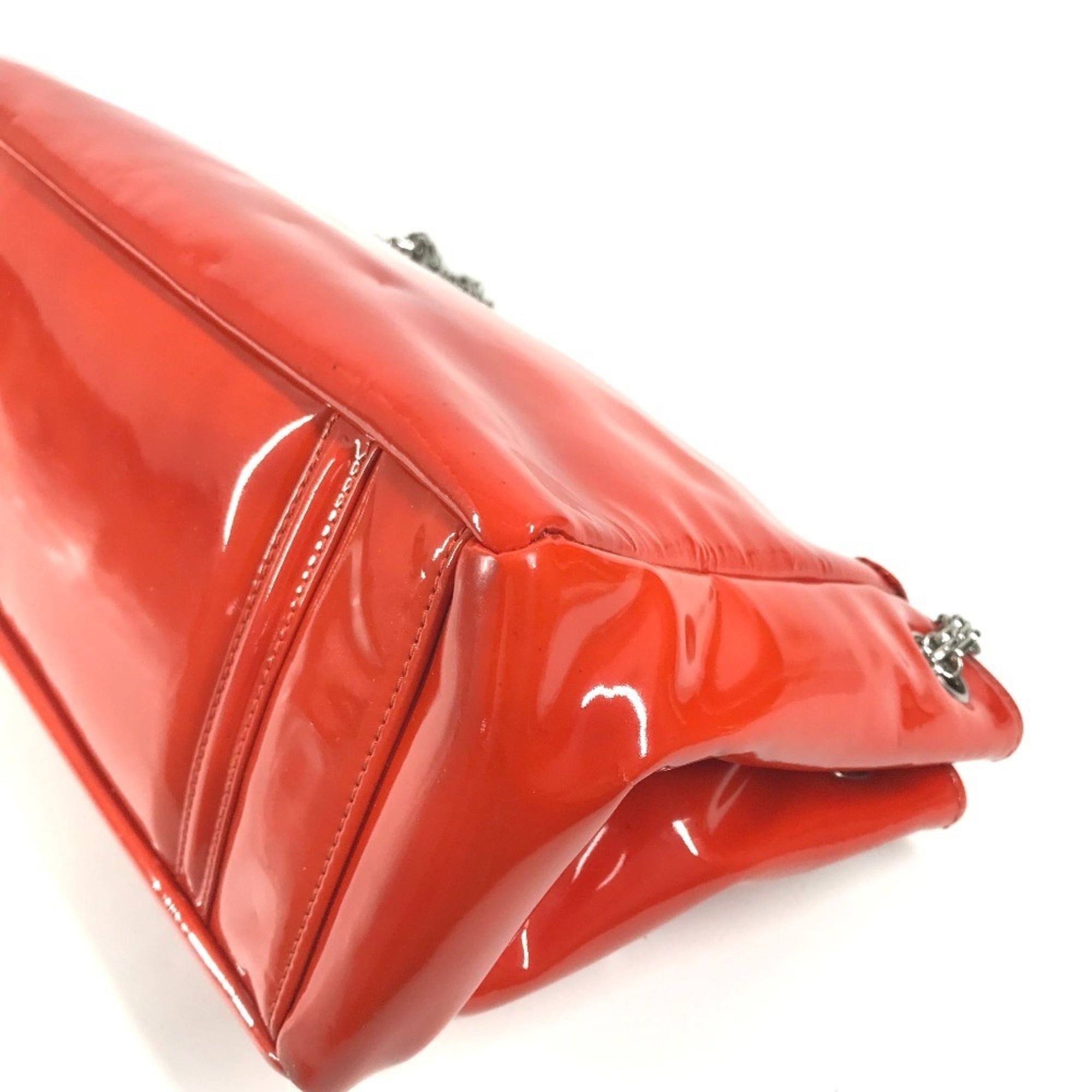 Chanel Orange Red Color Patent Leather Shoulder Bag (Pre-Owned)