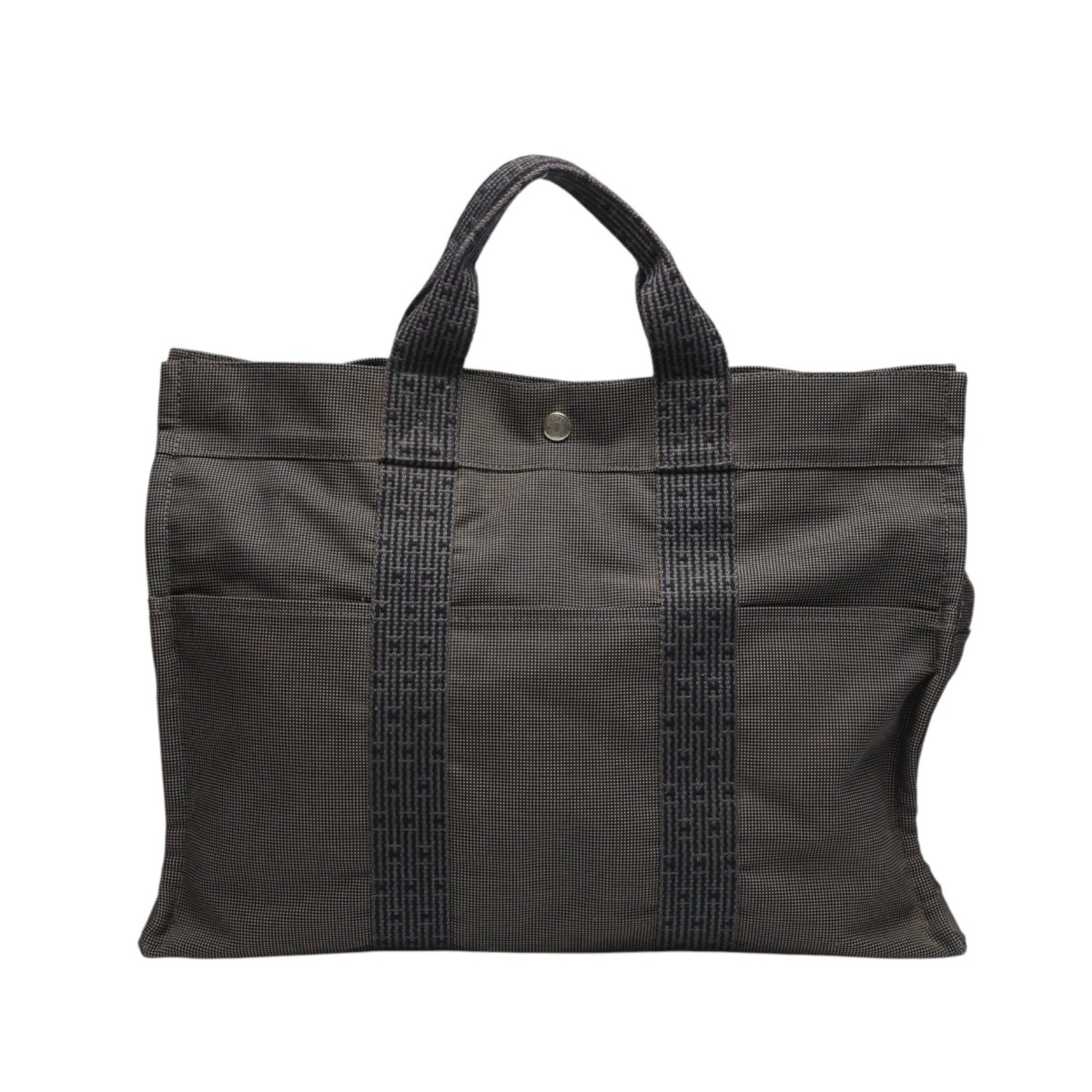 Hermes Gray Nylon Polyester Handbag Tote Bag (Pre-Owned)