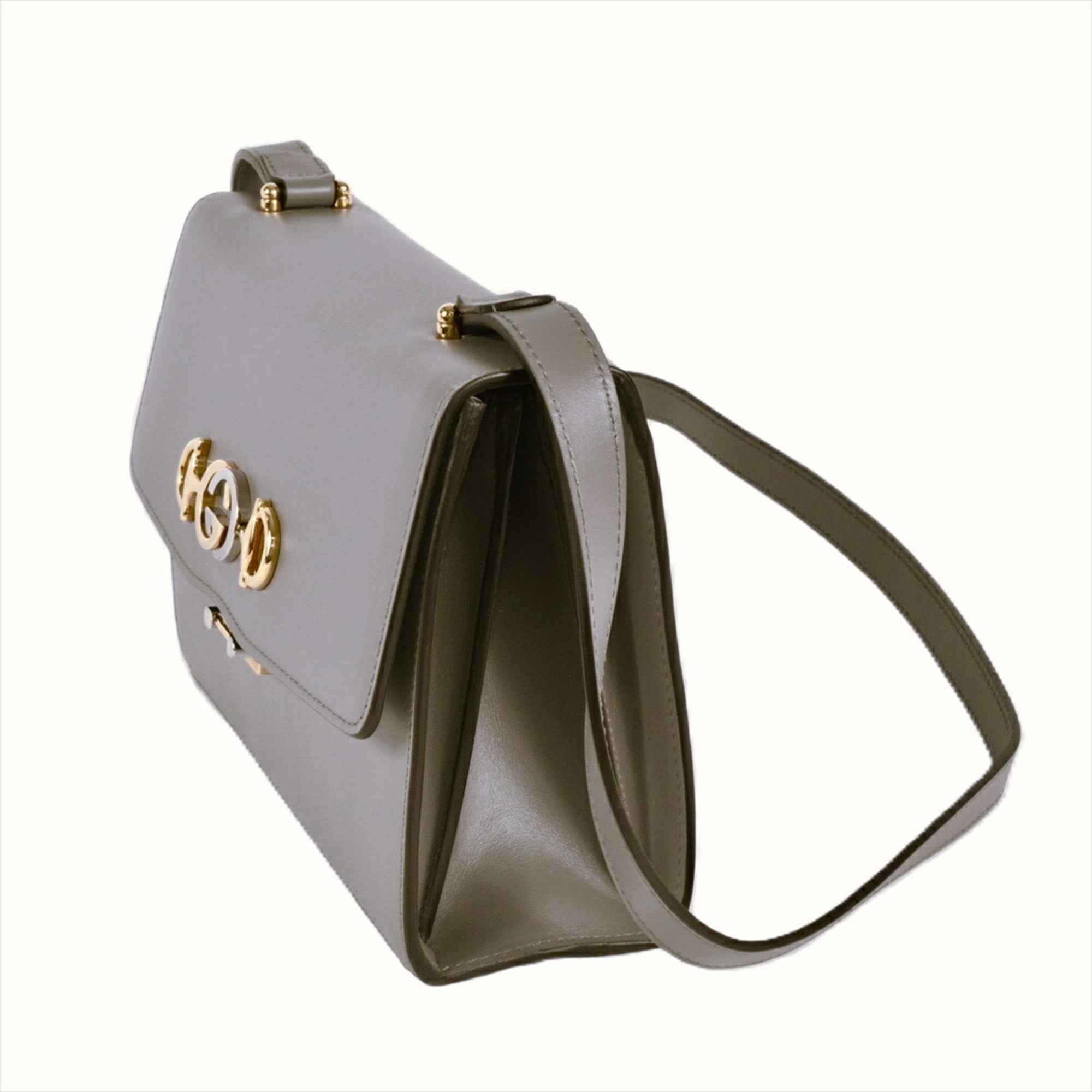 Gucci Gray Leather Shoulder Bag (Pre-Owned)