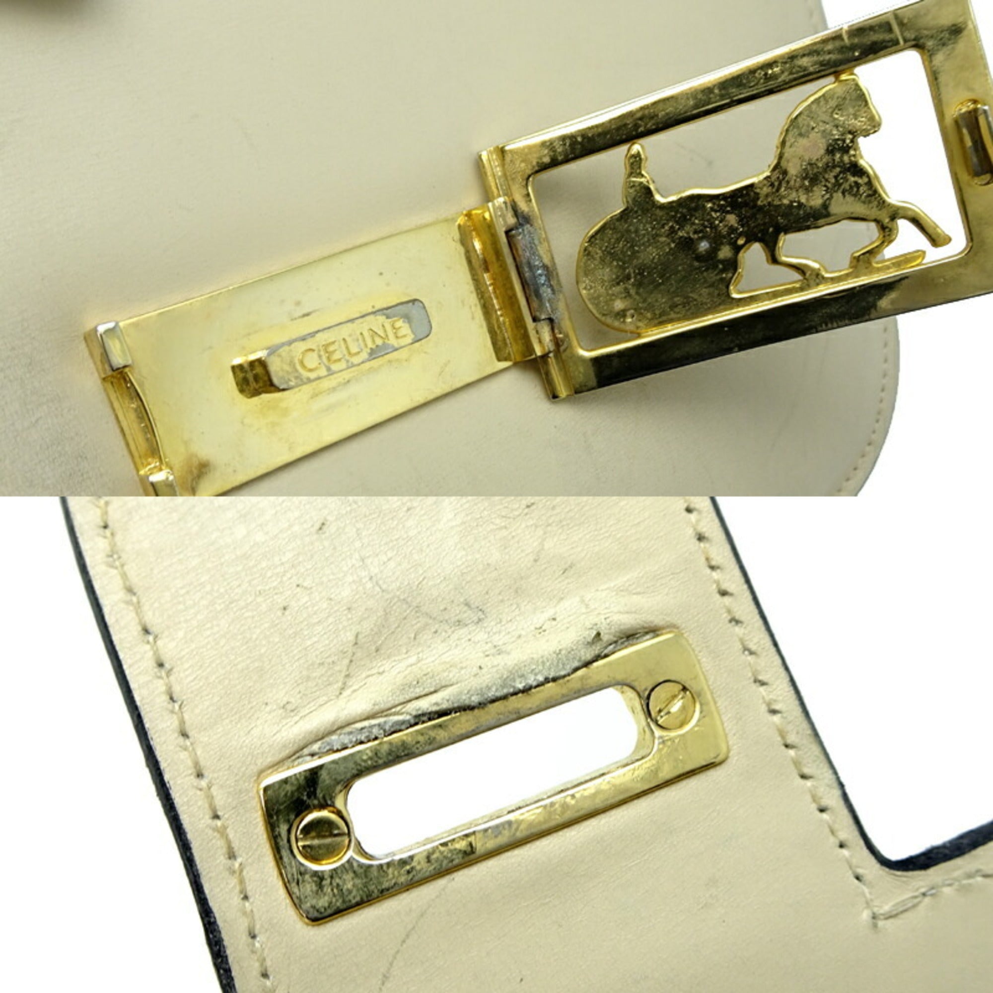 Celine Ivory Leather Shoulder Bag (Pre-Owned)