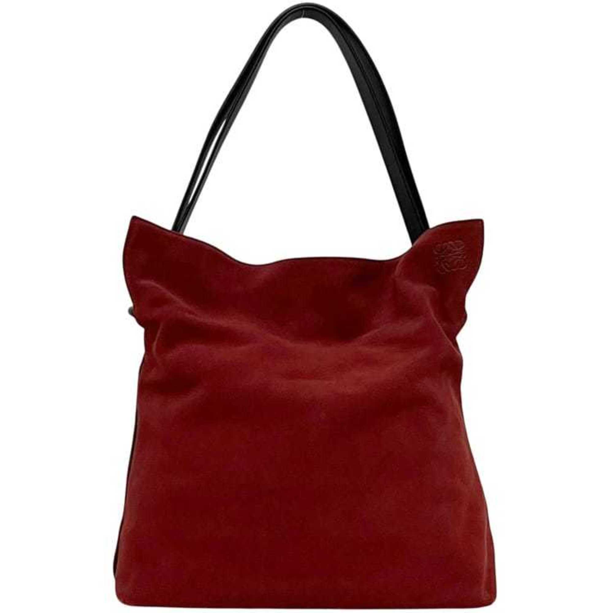 Loewe Red Color Suede Leather Shoulder Bag Tote Bag (Pre-Owned)