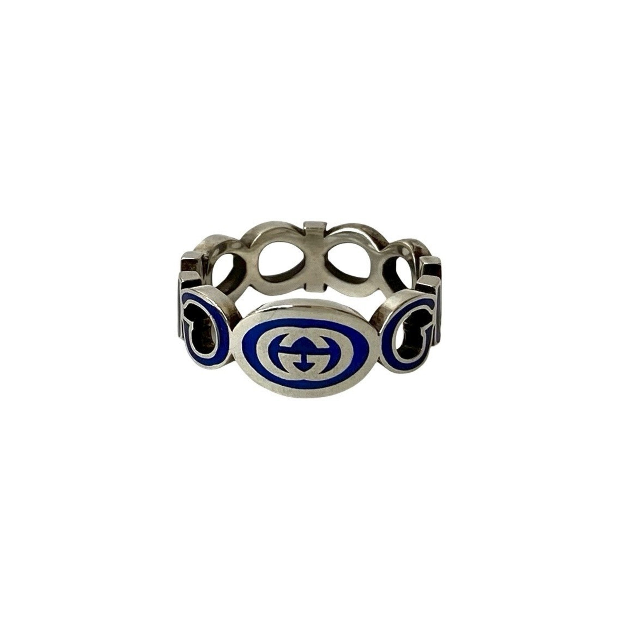 Gucci Silver Blue Silver 925 Band Ring (Pre-Owned)