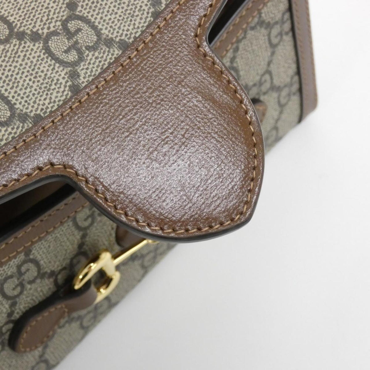 Gucci Beige Brown Gg Supreme Leather Shoulder Bag (Pre-Owned)