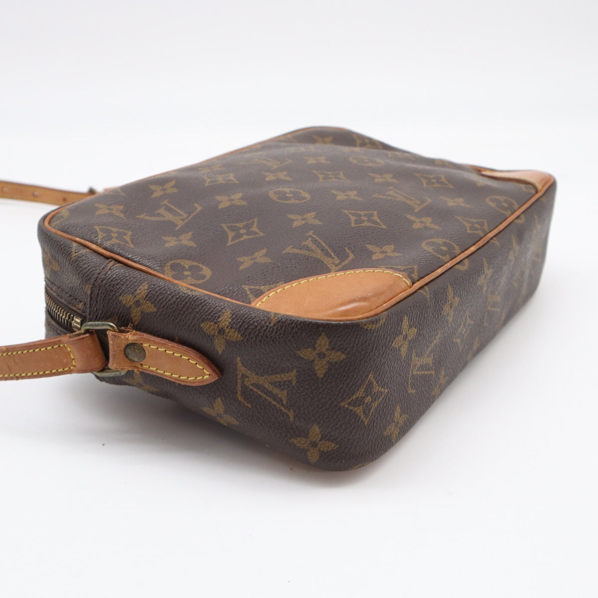 Louis Vuitton Beige Brown Monogram Coated Canvas Leather Shoulder Bag (Pre-Owned)