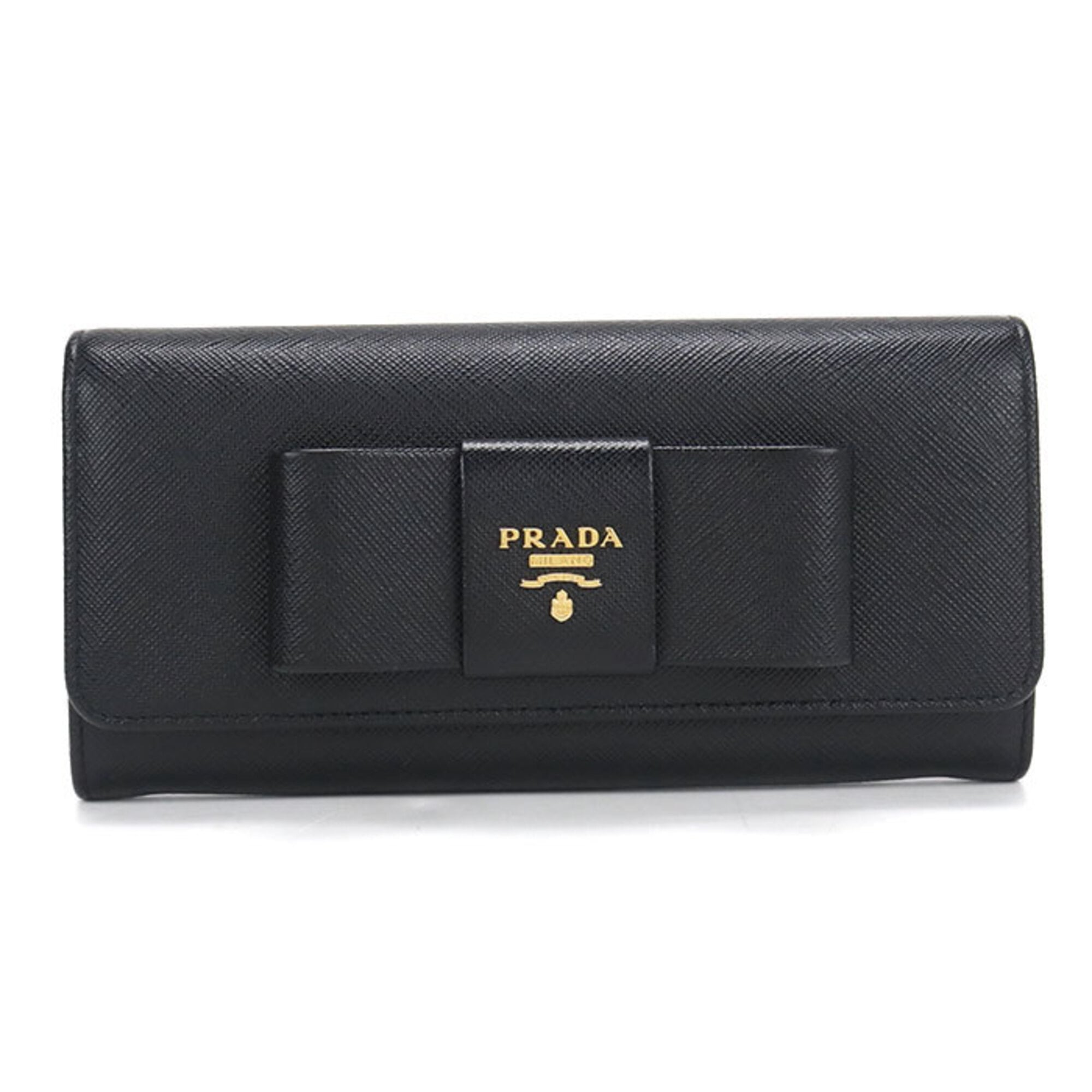 Prada Black Leather Long Wallet (Bi-Fold) (Pre-Owned)