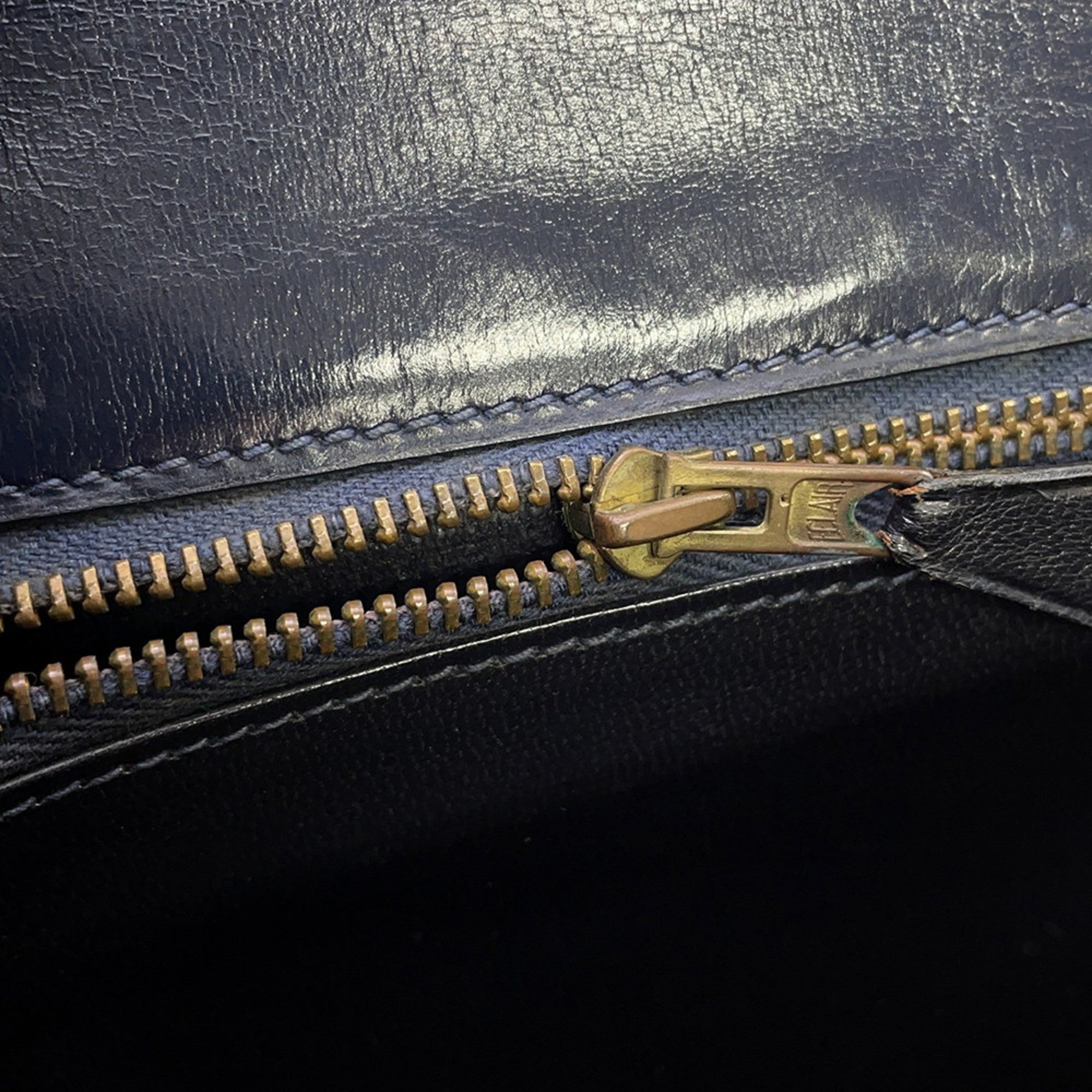 Hermes Navy Box Nepal Leather Handbag Shoulder Bag (Pre-Owned)