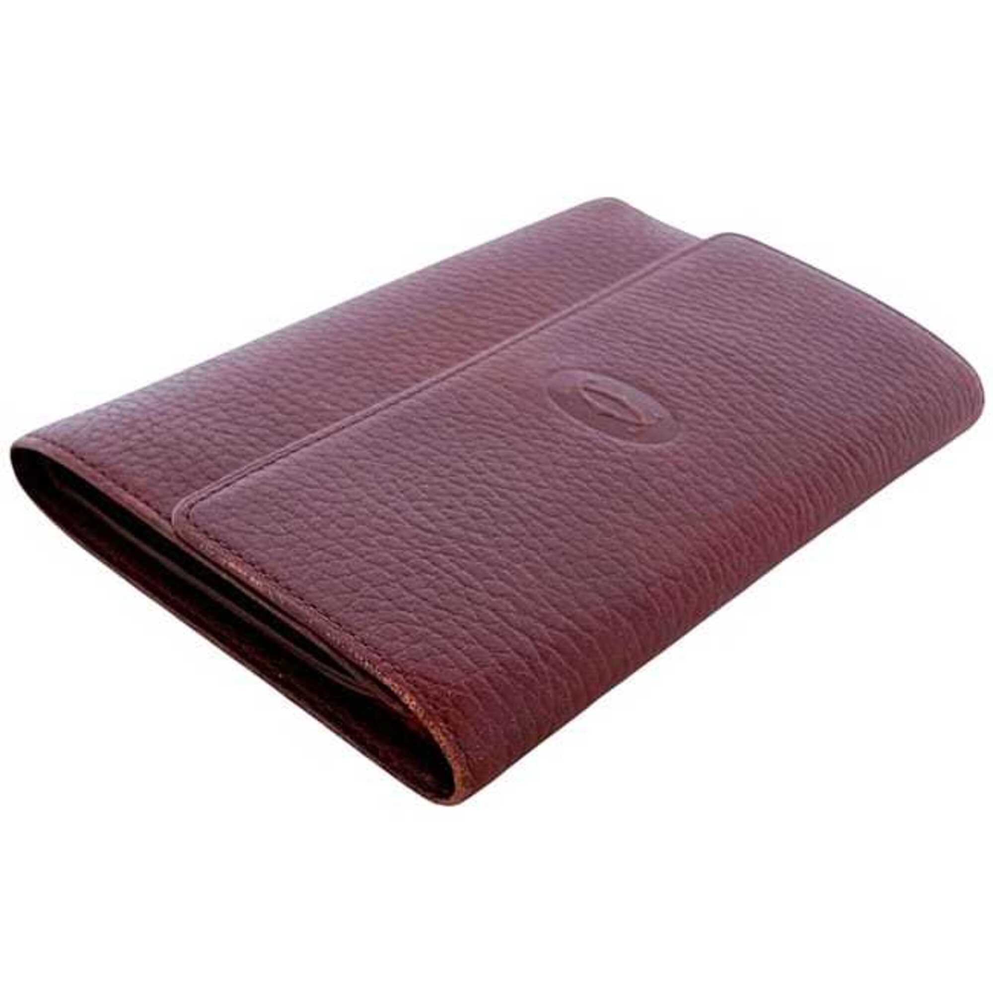 Cartier Bordeaux Leather Wallet (Tri-Fold) (Pre-Owned)