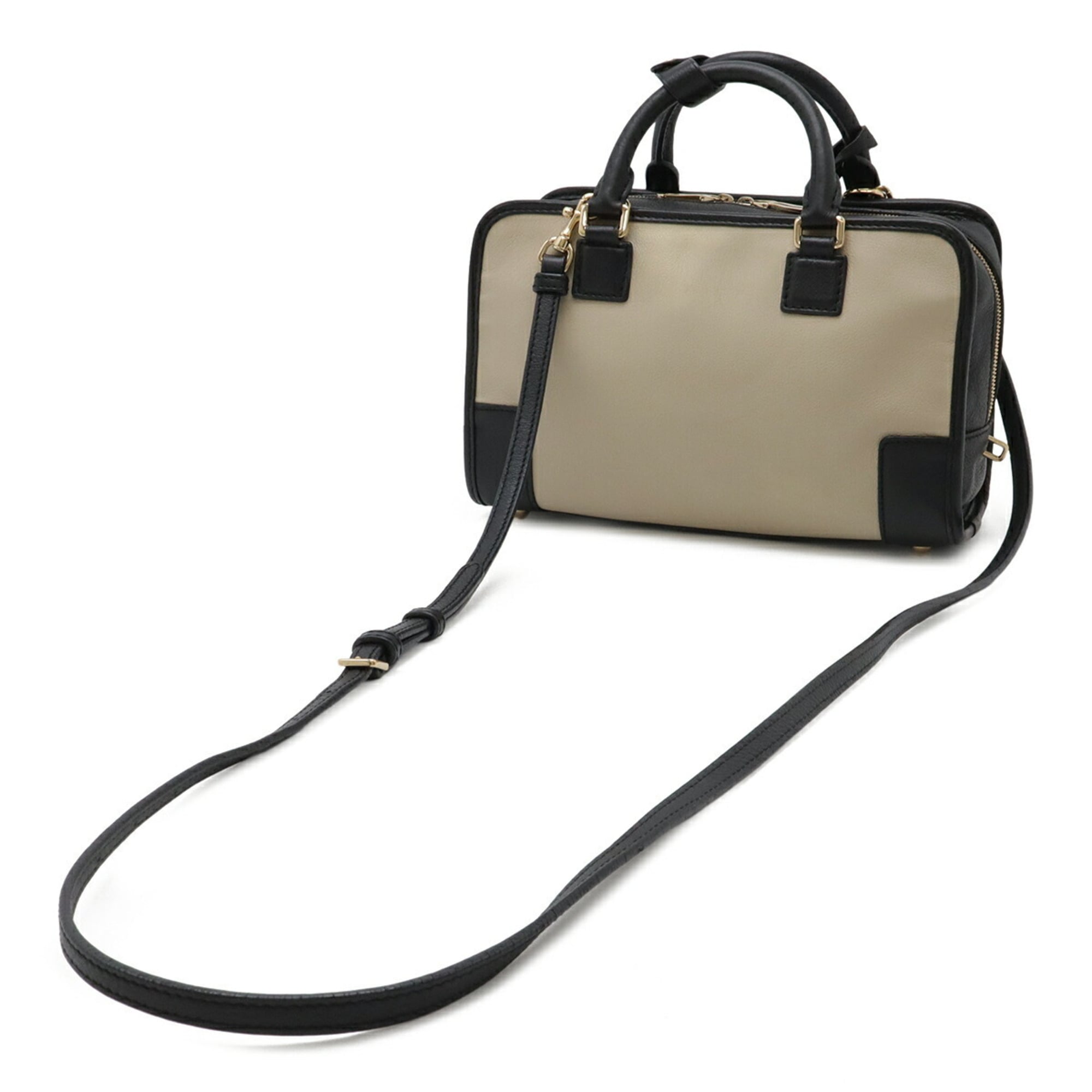 Loewe Black Grayish Leather Handbag Shoulder Bag (Pre-Owned)