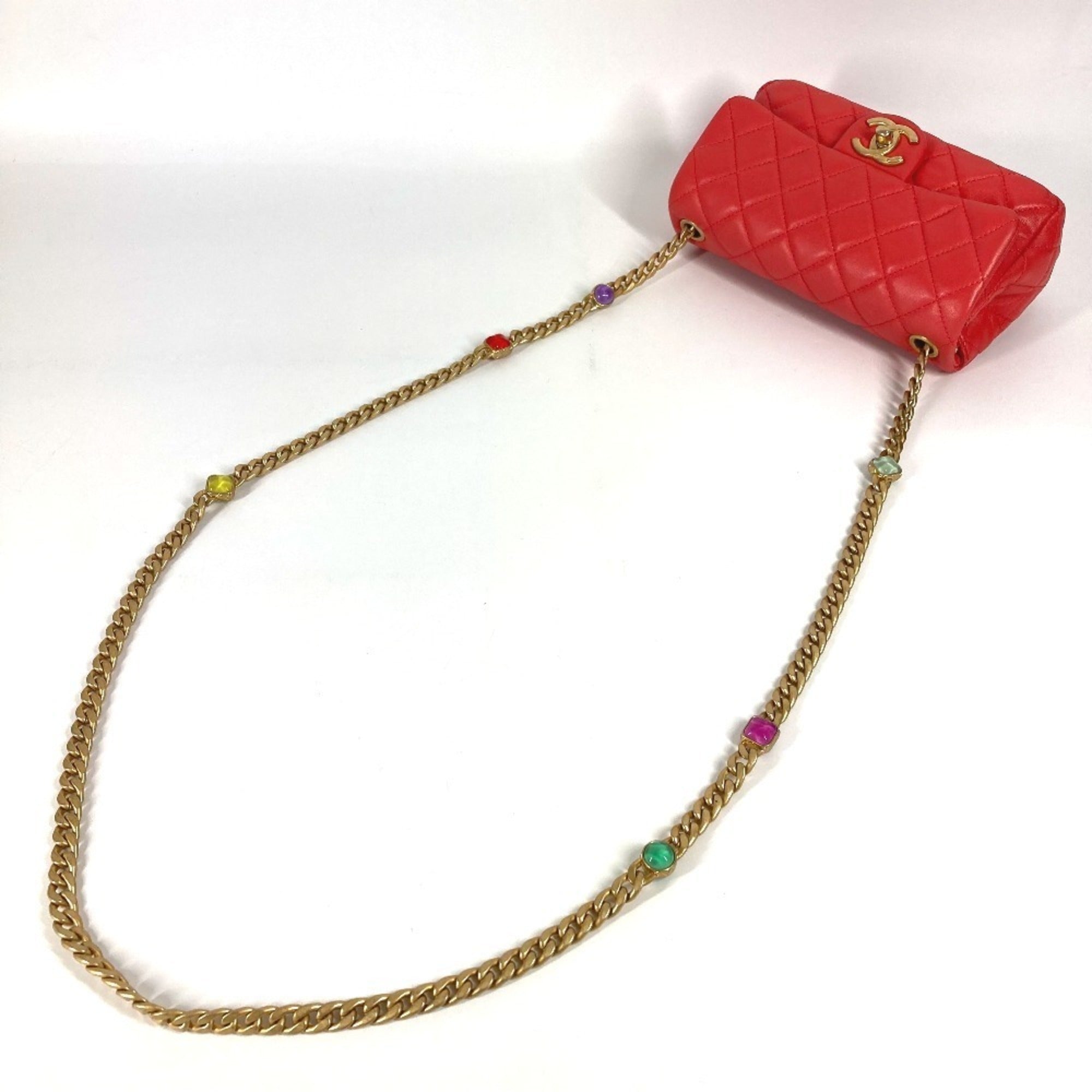 Chanel Matelasse Pink Red Color Leather Shoulder Bag (Pre-Owned)