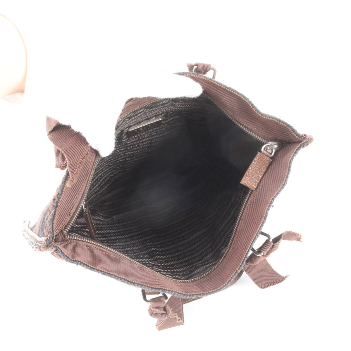 Prada Black Brown Leather Handbag Shoulder Bag Tote Bag (Pre-Owned)