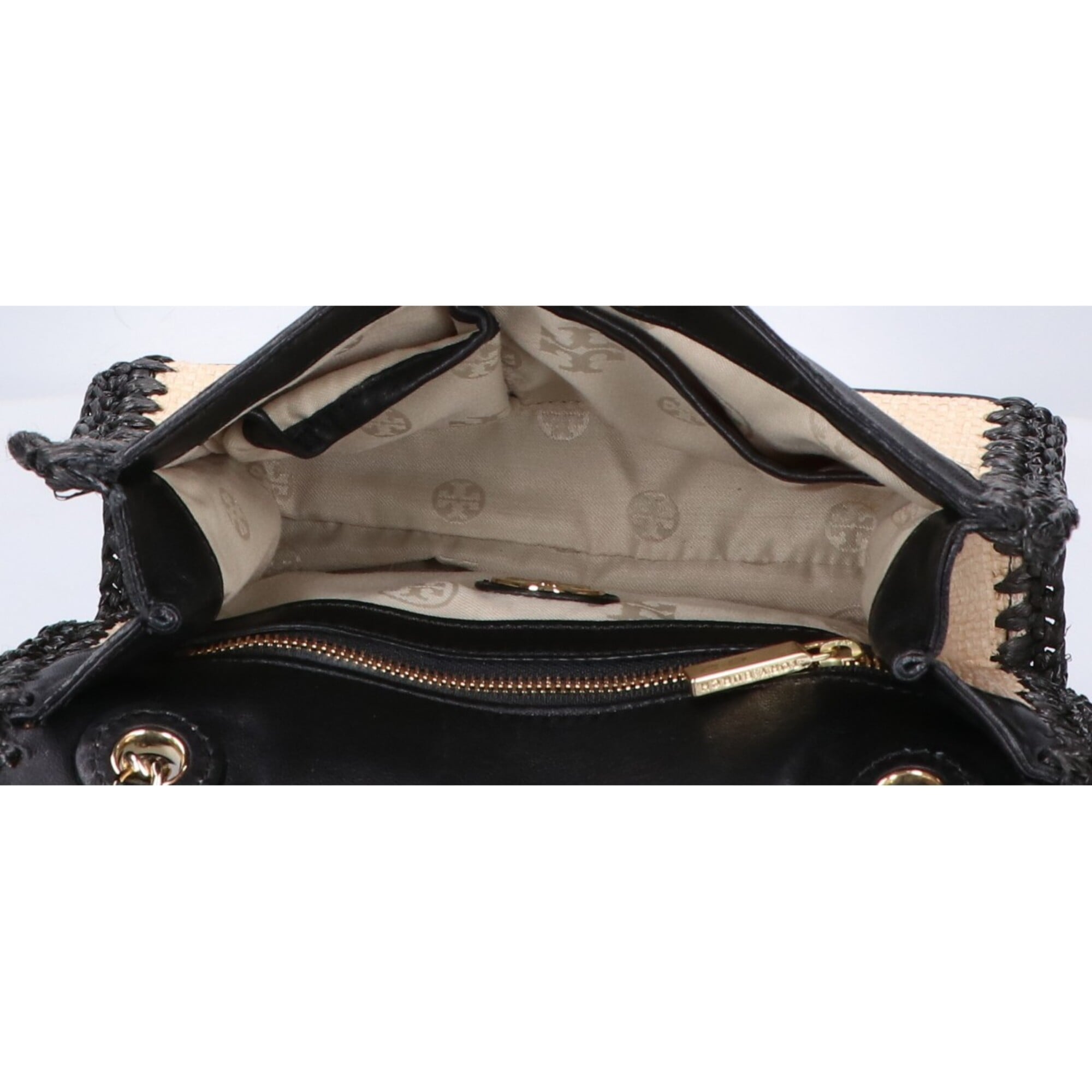Tory Burch Beige Black Leather Handbag (Pre-Owned)