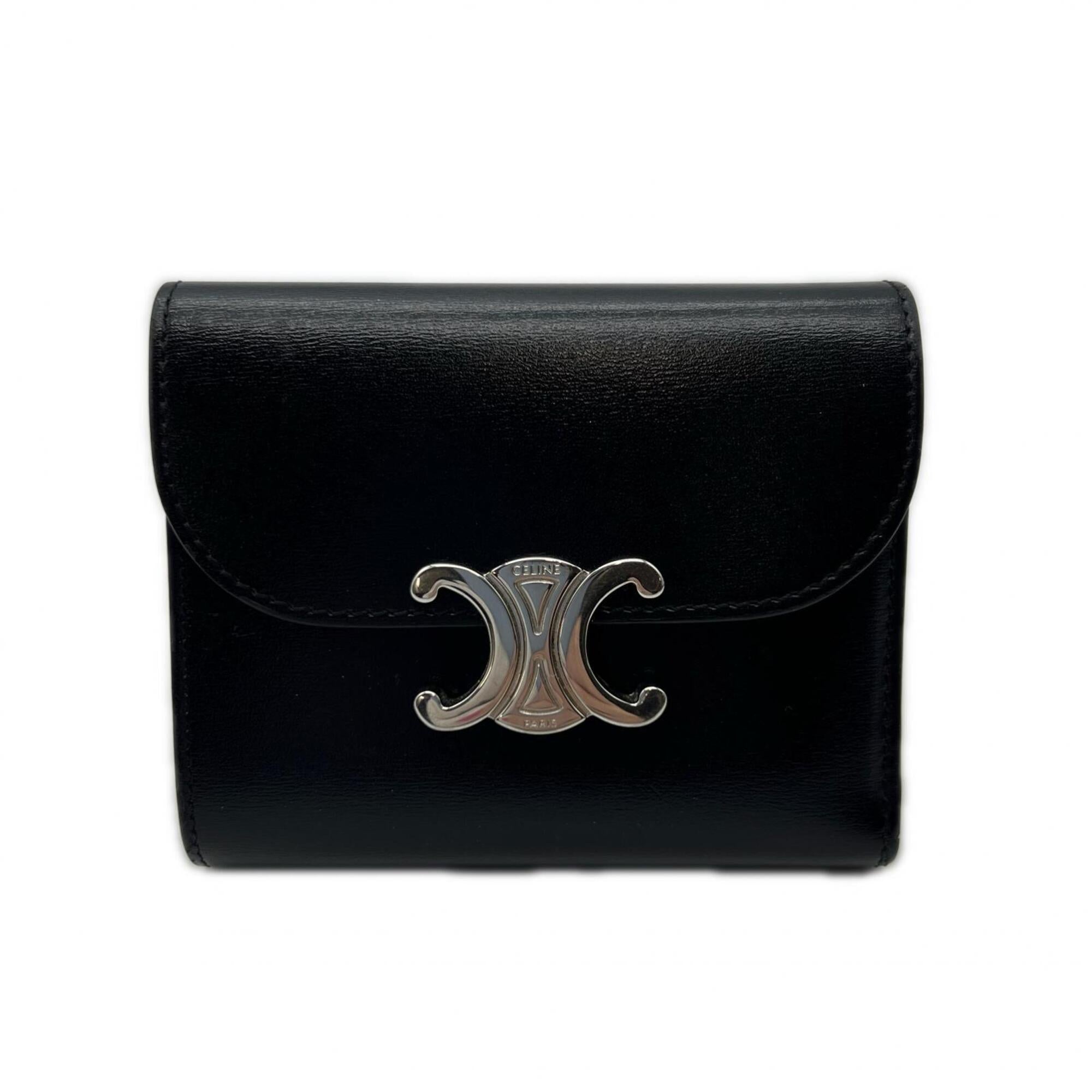 Celine Black Leather Wallet (Tri-Fold) (Pre-Owned)