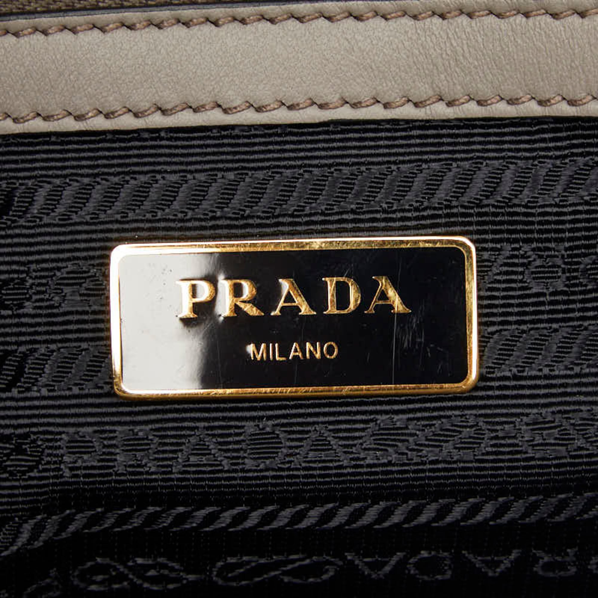 Prada Grayish Leather Handbag Shoulder Bag (Pre-Owned)