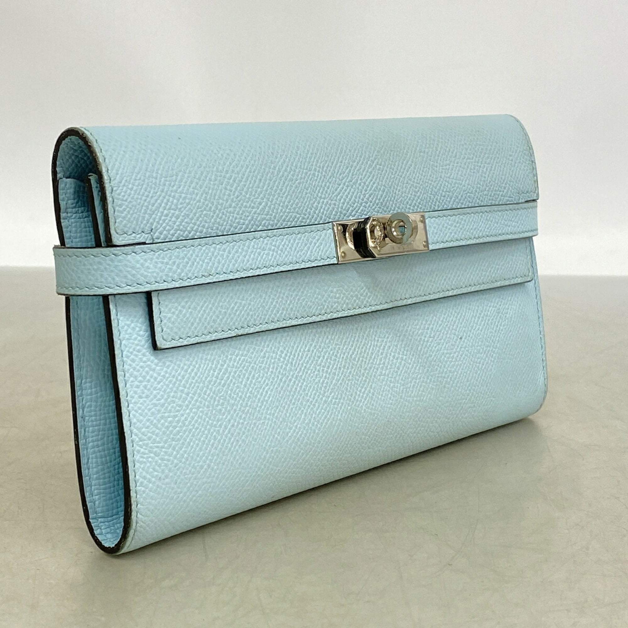 Hermes Blue Zephyr Epsom Leather Leather Long Wallet (Bi-Fold) (Pre-Owned)