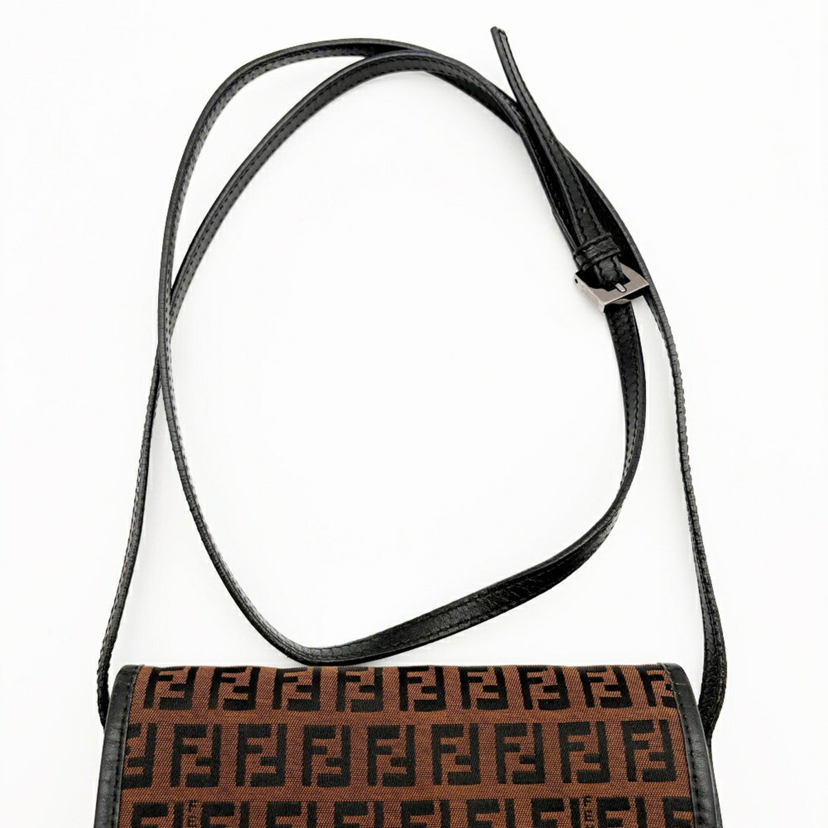 Fendi Zucca Black Brown Canvas Leather Shoulder Bag (Pre-Owned)