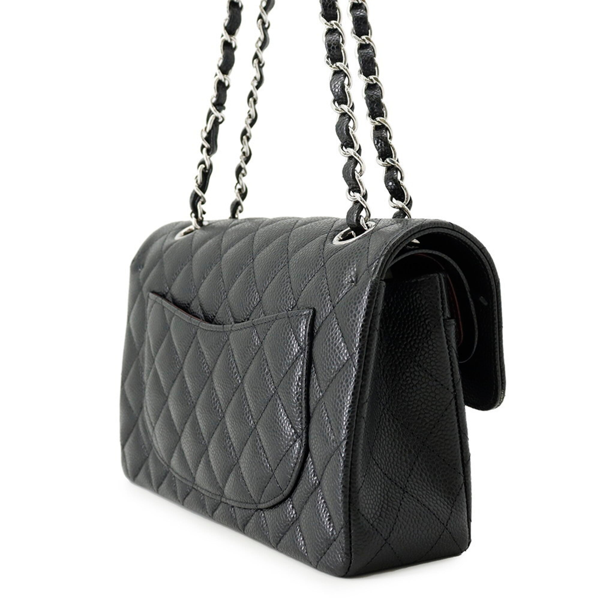 Chanel Black Grained Calfskin Handbag Shoulder Bag (Pre-Owned)